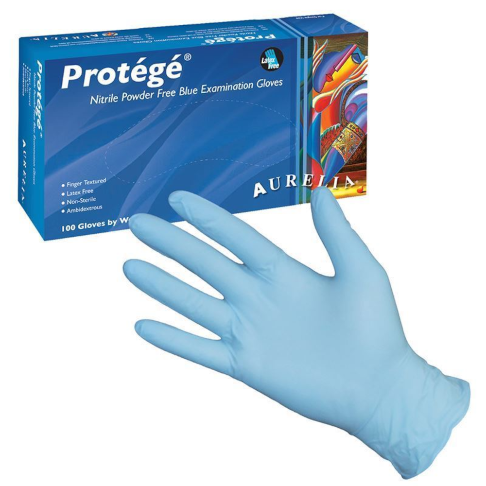 Aurelia Gloves - Protégé Sky Blue Nitrile - 4 mil (Case of 10 Boxes)