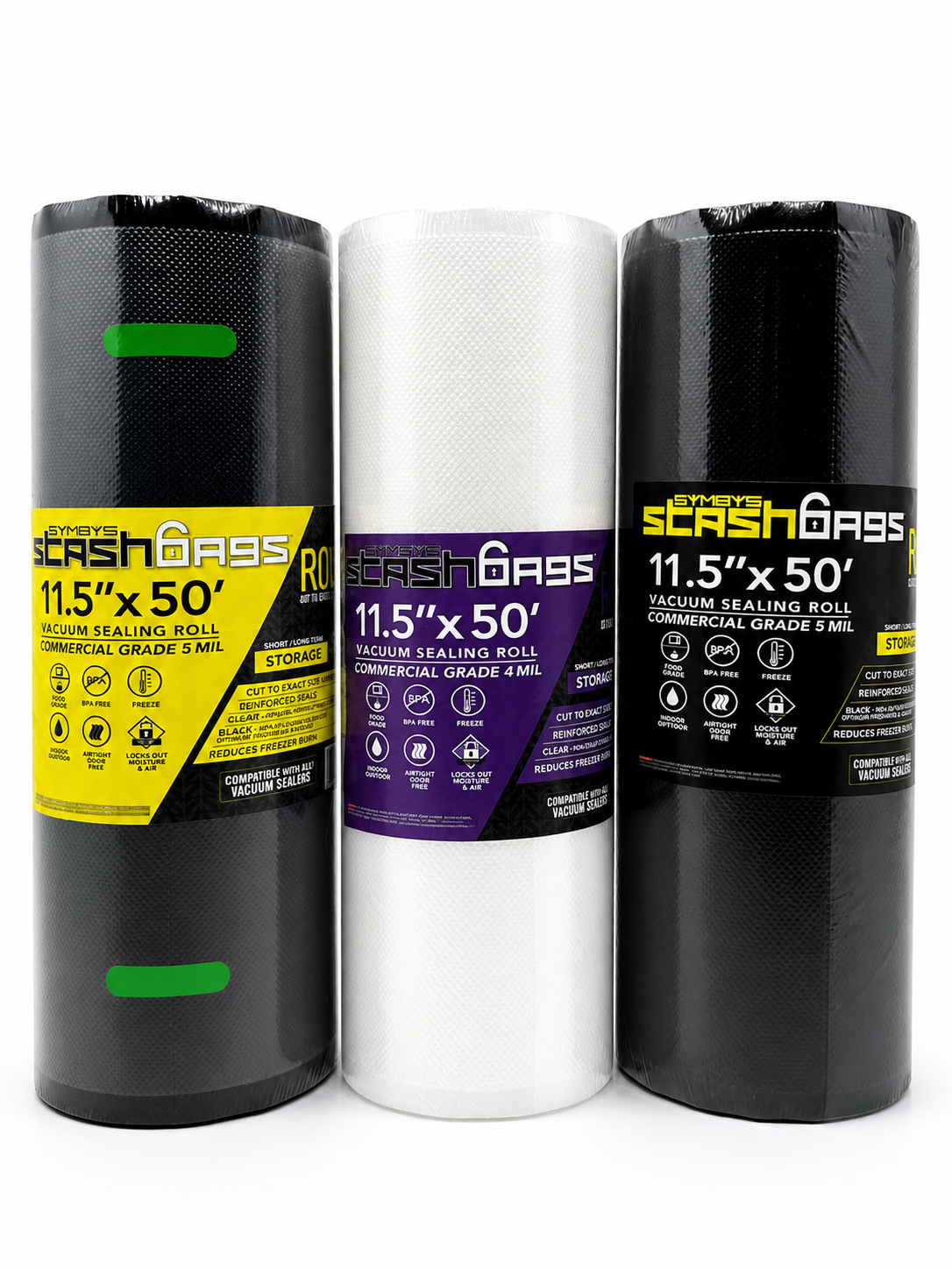SYMBYS - StashBags Vacuum Seal Rolls 11.5 in x 50 ft