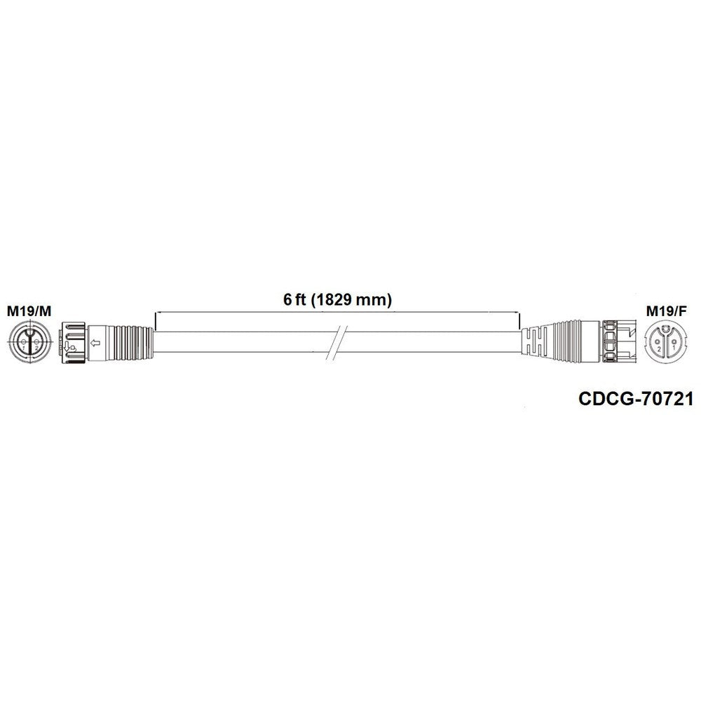 Fluence DC Extension Cable, 6' ( 1829mm ), M19 Push Lock 10/CS
