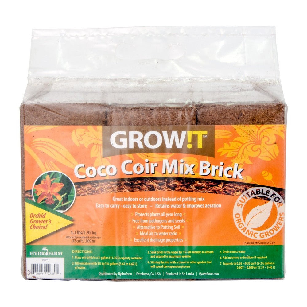 GROW!T Coco Coir Mix Brick, pack of 3 - Black Label Supply llc