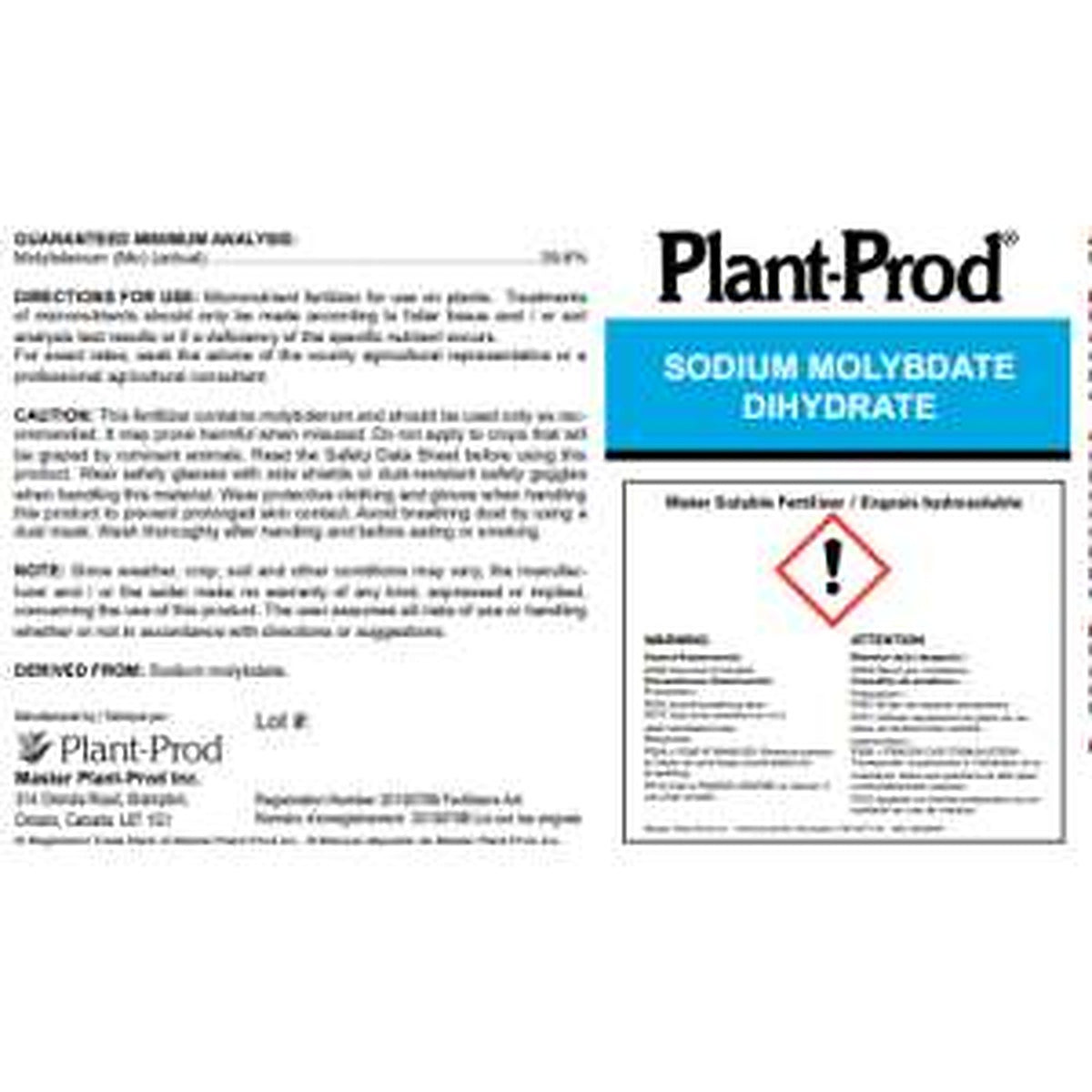 Plant-Prod - Plantex Sodium Molybdate 39.6% 2.2 Lbs