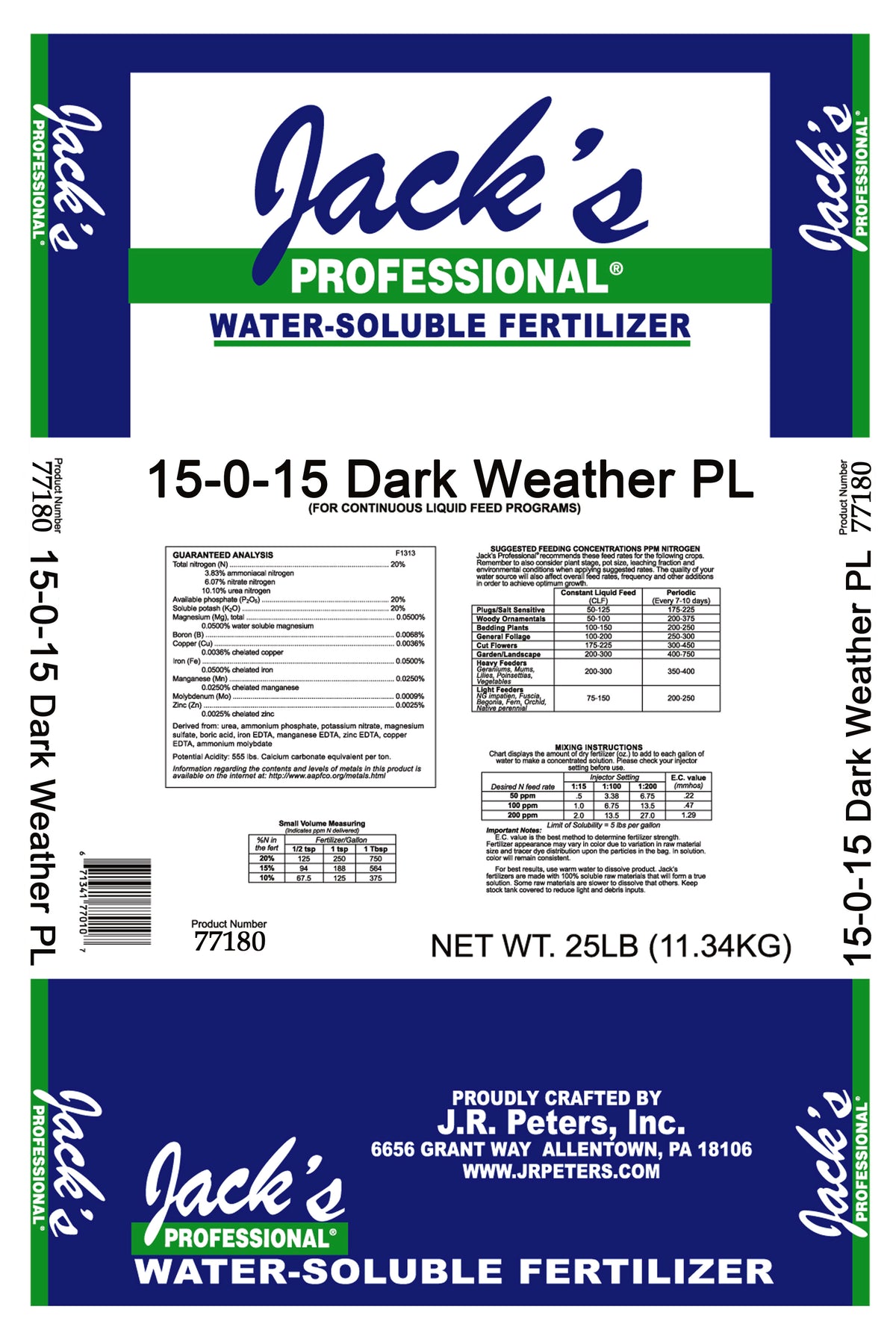 Jack's Professional 15-0-15 Dark Weather Peat-Lite