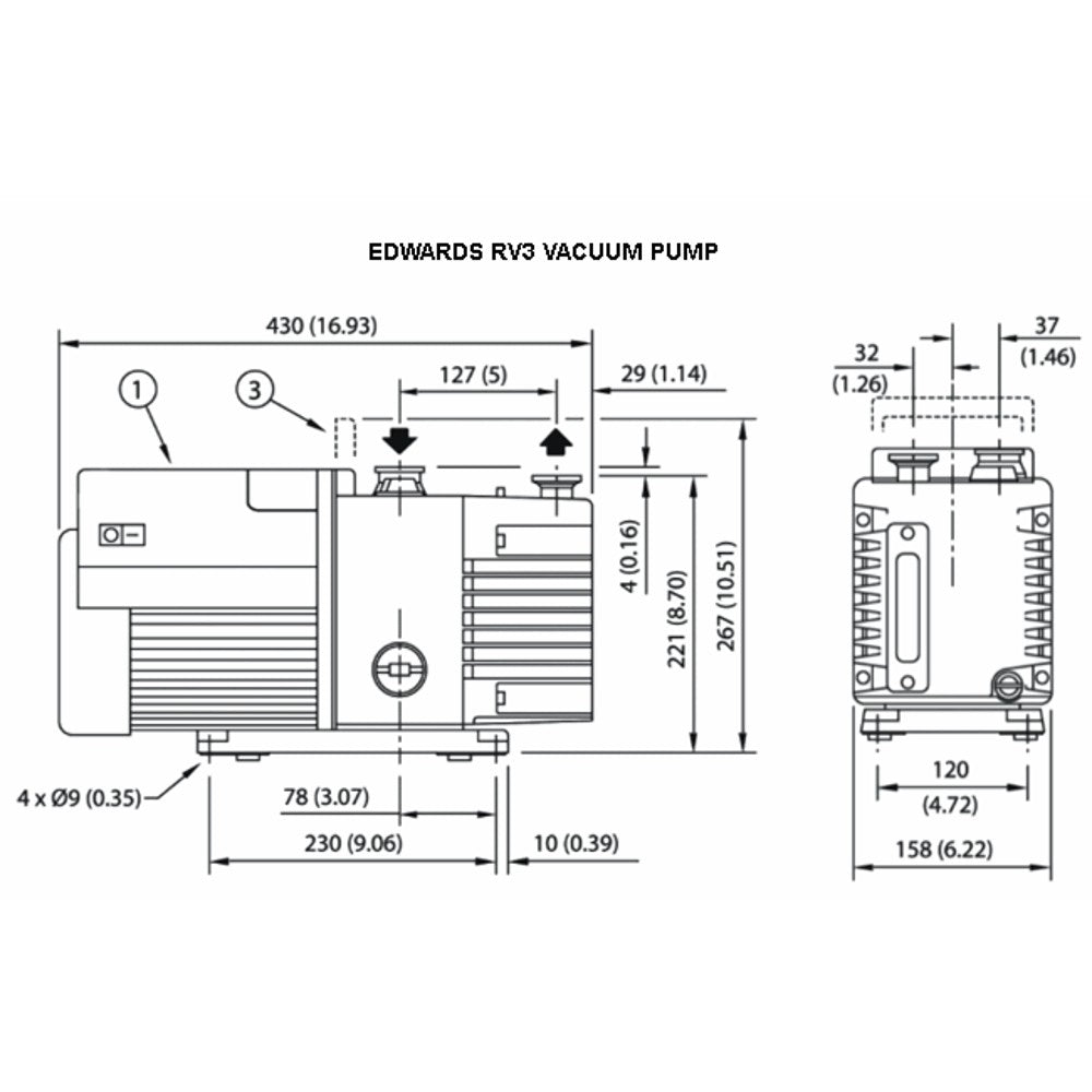 Edwards RV3 2.6 CFM Dual - Stage KF25 Vacuum Pump - Black Label Supply llc