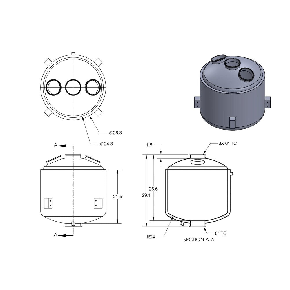 150L 304SS Jacketed Collection and Storage Vessel with Locking Casters - Black Label Supply llc