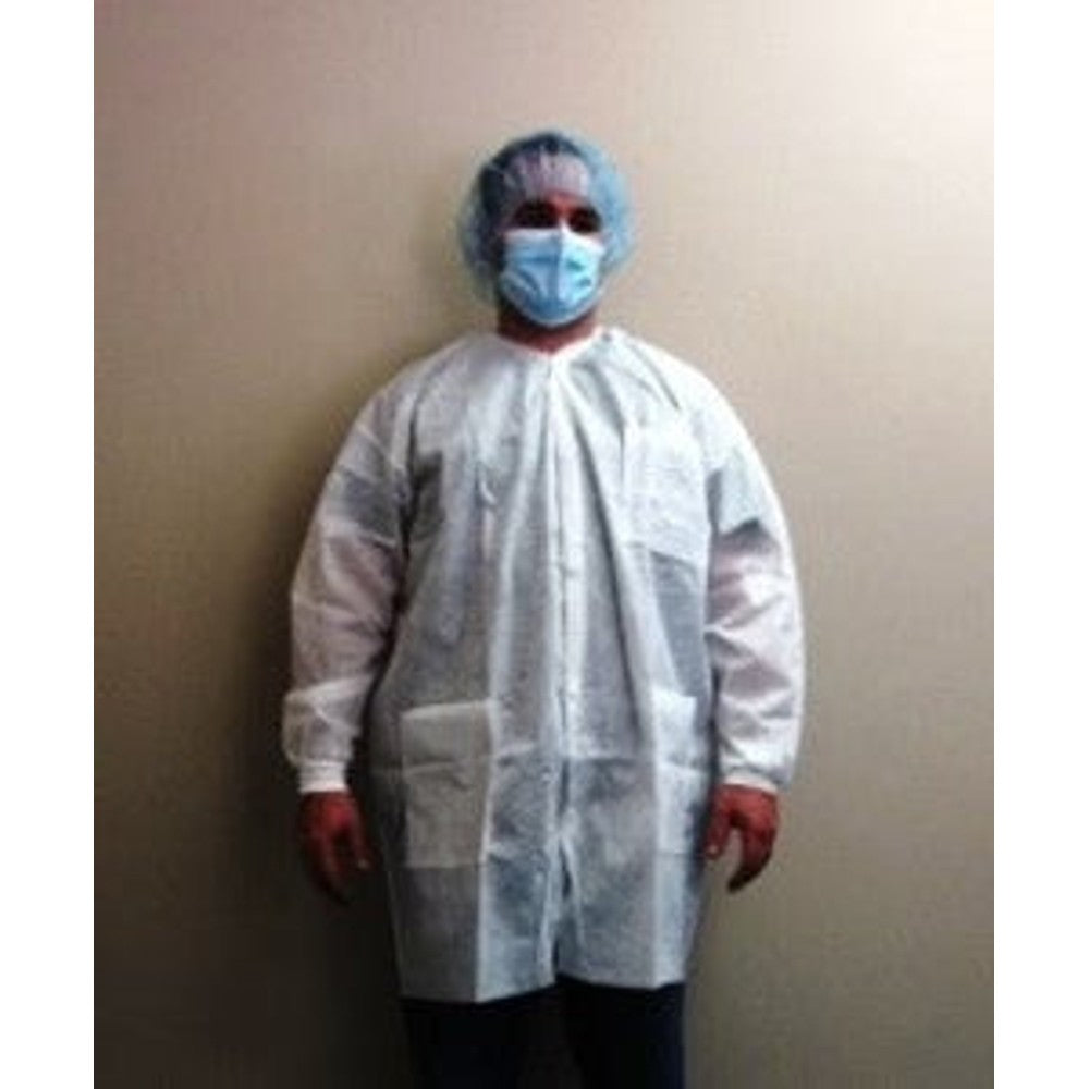 SMS Lab Coat - White - 3 Pockets - Knit Collar (40 gram) – Garden Hygiene and Safety