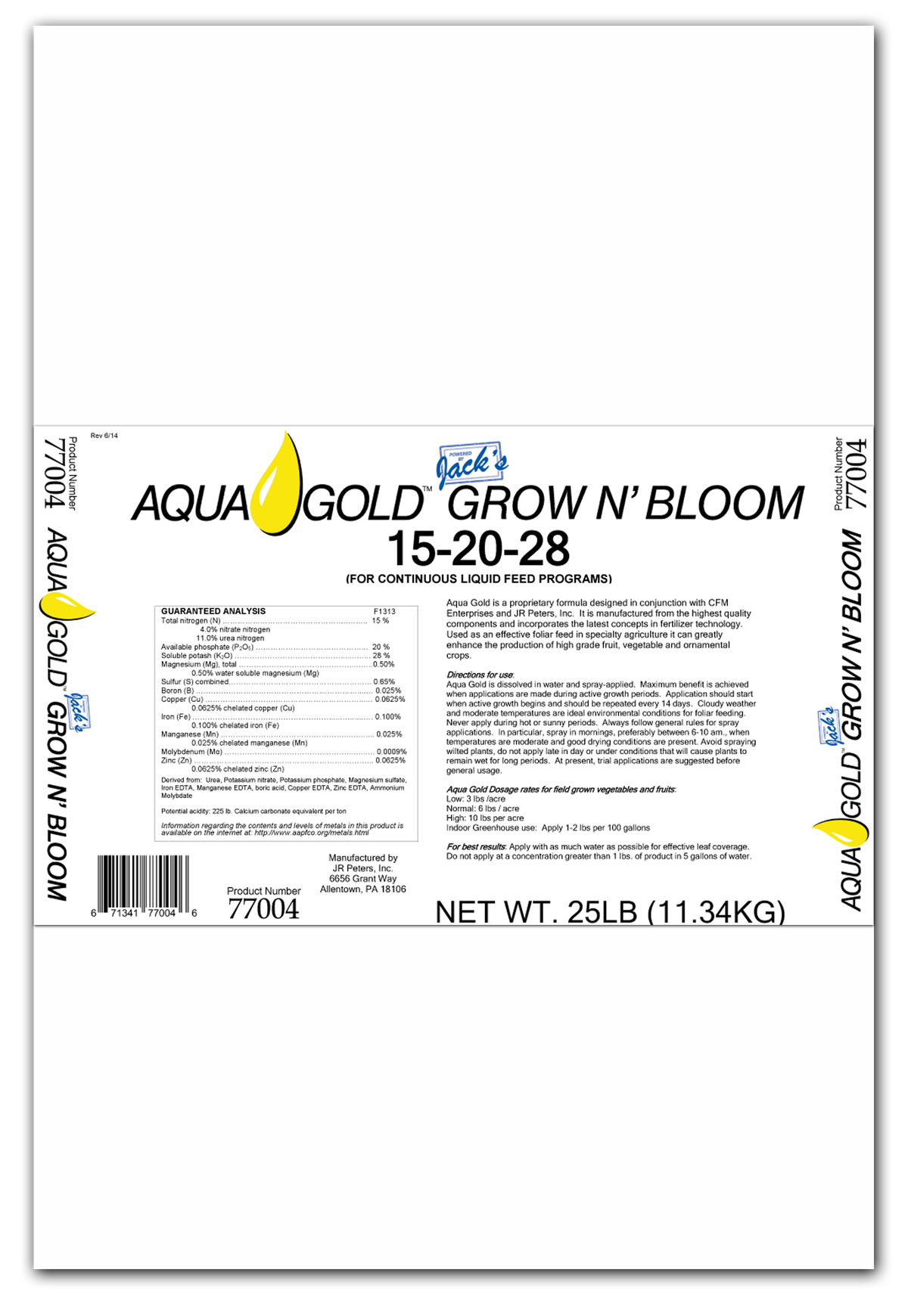 Jack's WSF 15-20-28 Aqua Gold Grow & Bloom