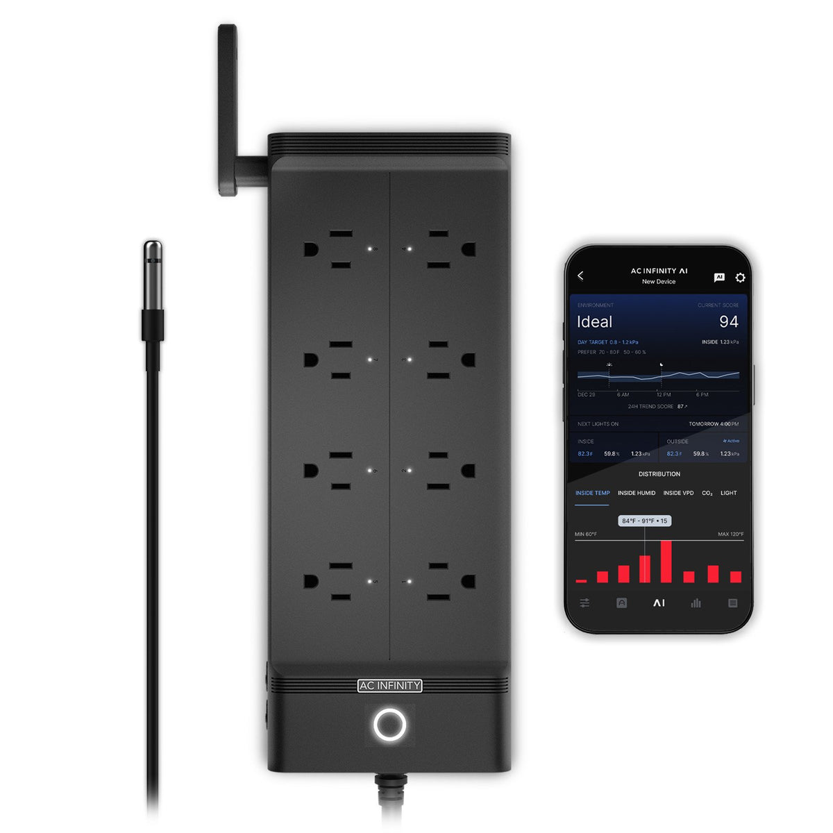 AC Infinity OUTLET AI Environment Controller - OUTLET AI+ - 8-Outlet