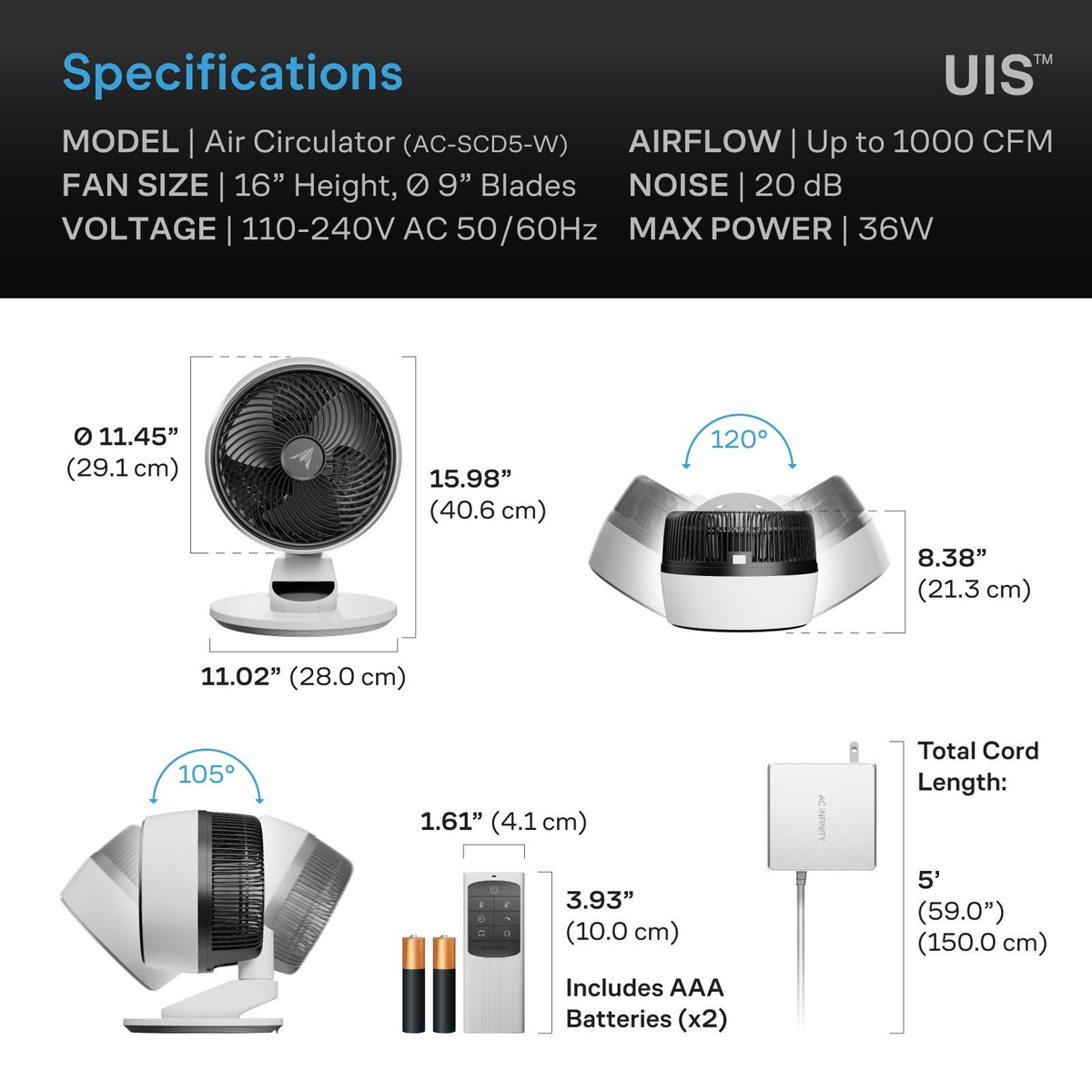 AC Infinity Smart Circulator Fan 9 Inch - detail 9