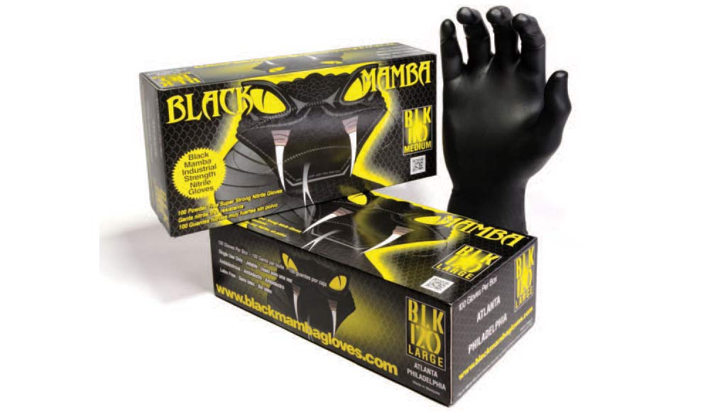 Black Mamba TorqueGrip™ Disposable Nitrile Gloves - 100ct Box - Black - 7mil Thick - Raised TorqueGrip™ Finish - Powder-Free