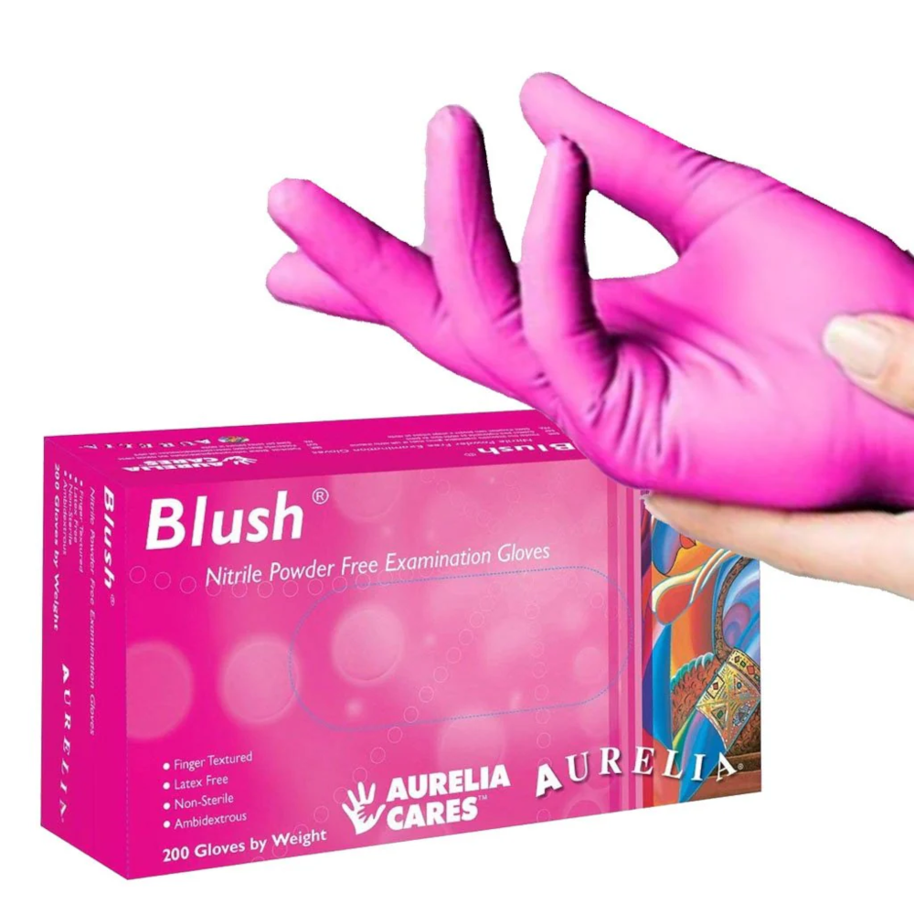 Aurelia Gloves - Blush Pink Nitrile - 2.5 mil (Case of 10 Boxes)