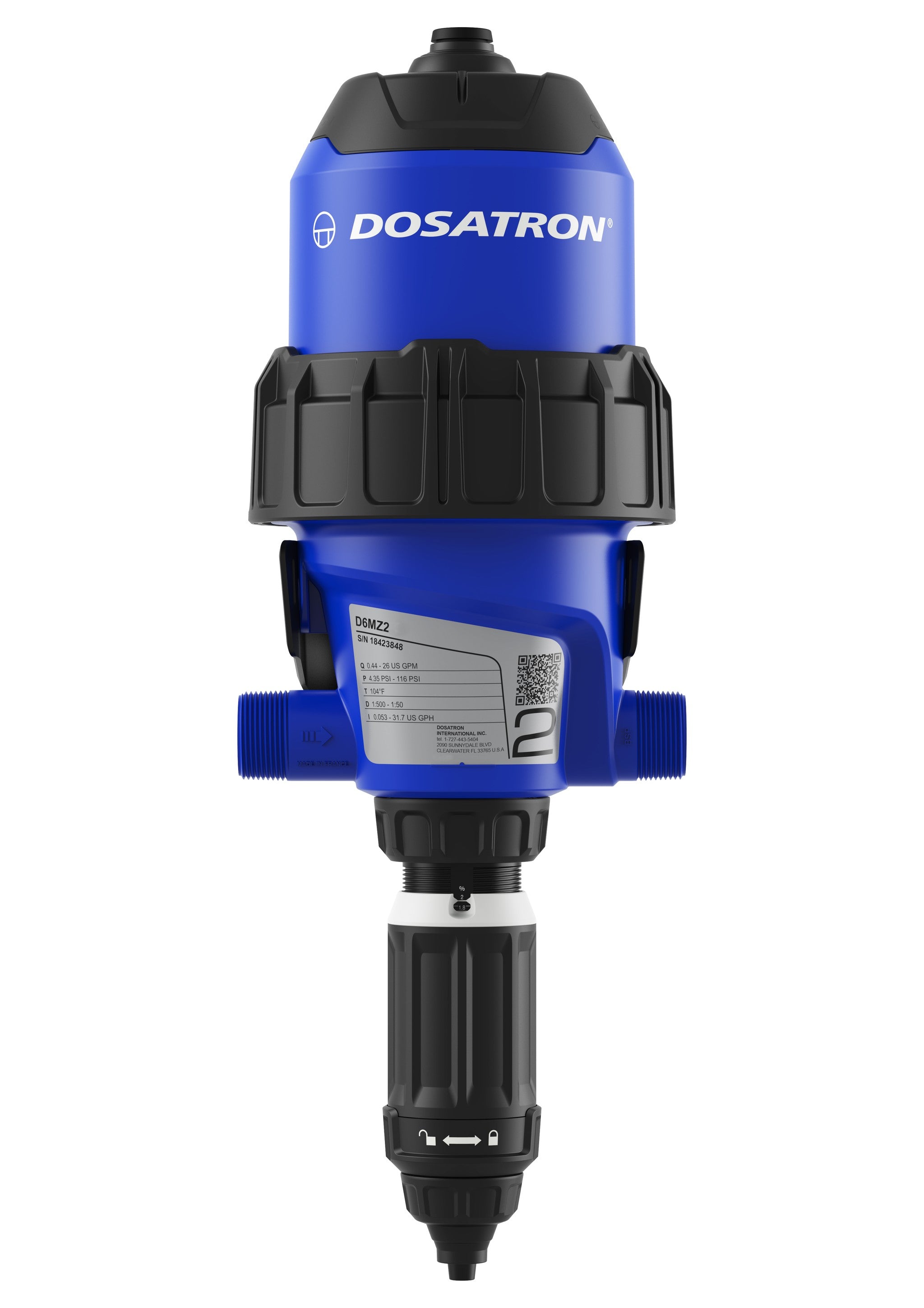 Dosatron D6 water-powered injector, 26 GPM 1-1/4 in - product photo