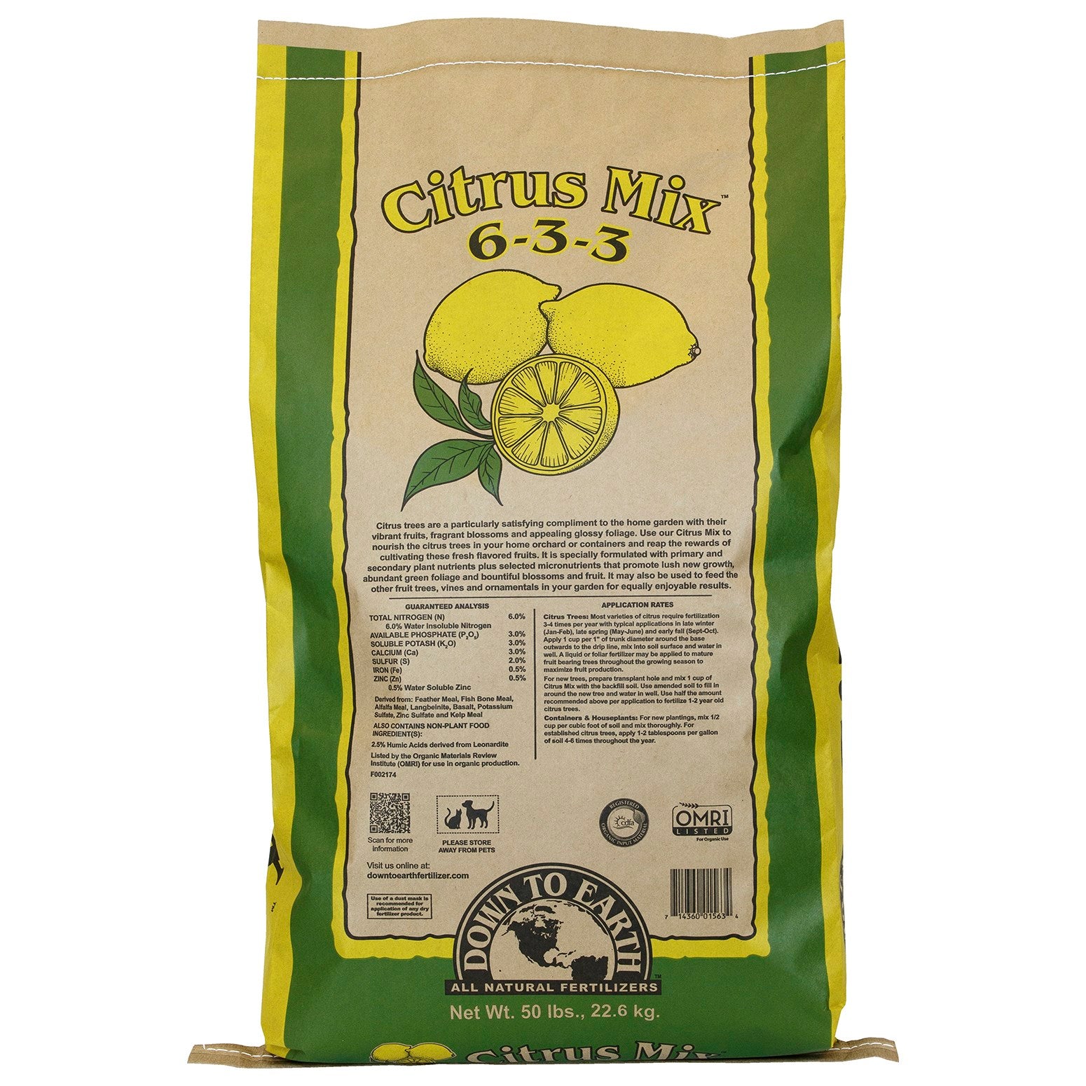 Down to Earth 50# Citrus Mix 6-3-3 OMRI (40/PL)