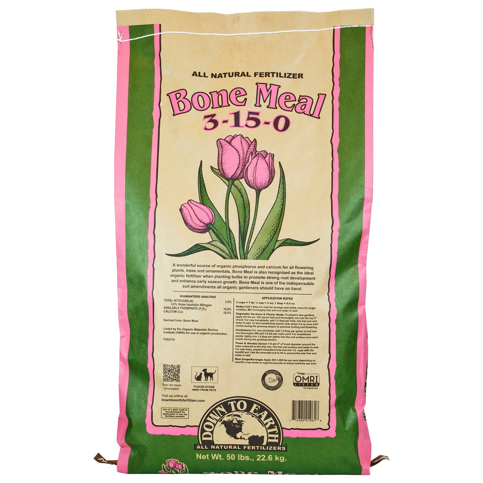 Down to Earth 50# Bone Meal 3-15-0 OMRI (40/PL)