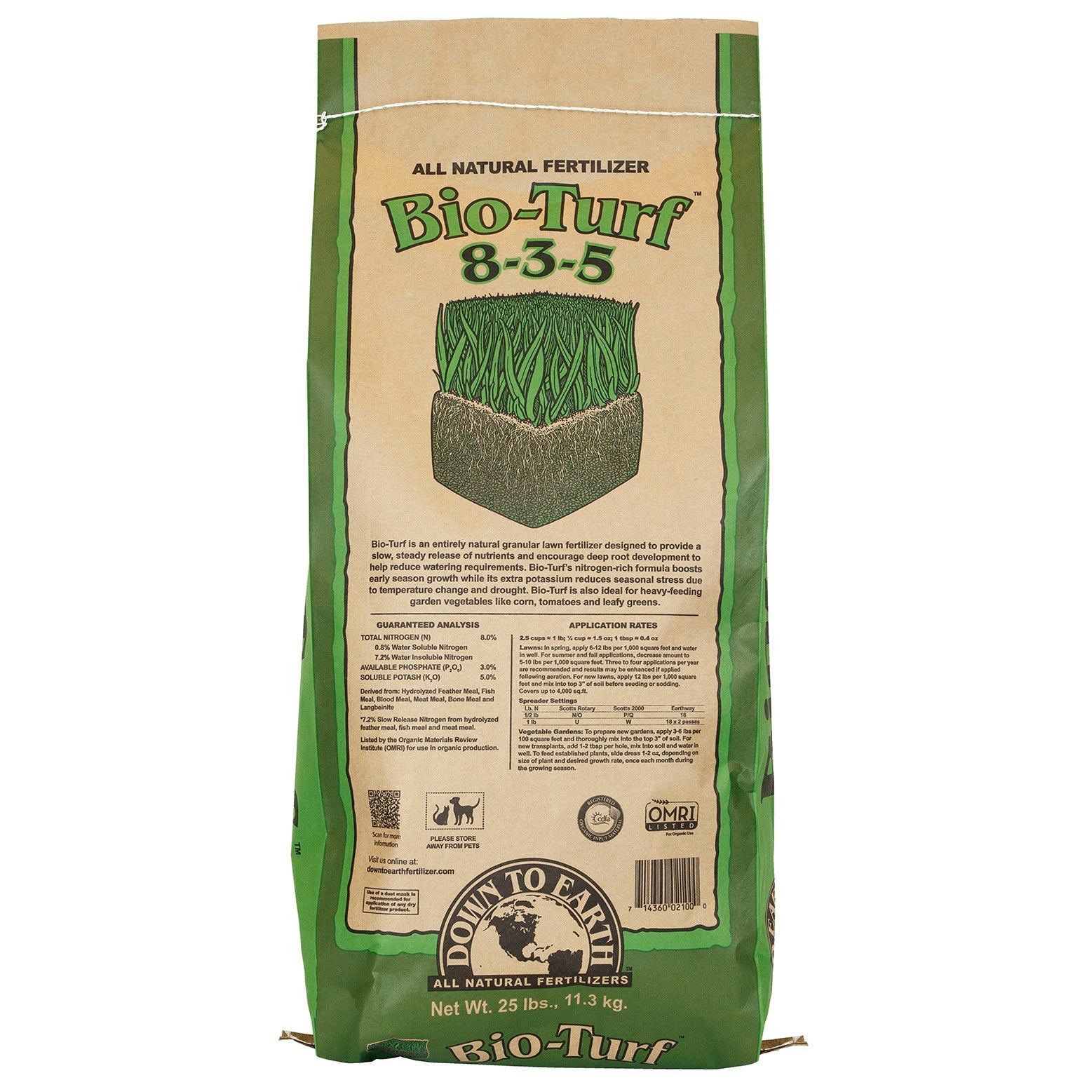 Down to Earth 25# Bio Turf 8-3-5 OMRI (40/PL)