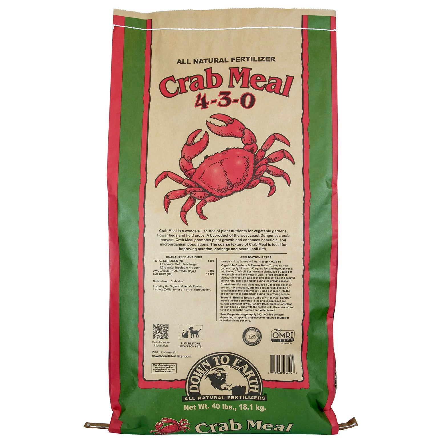 Down to Earth 40# Crab Meal 4-3-0 OMRI (50/PL)