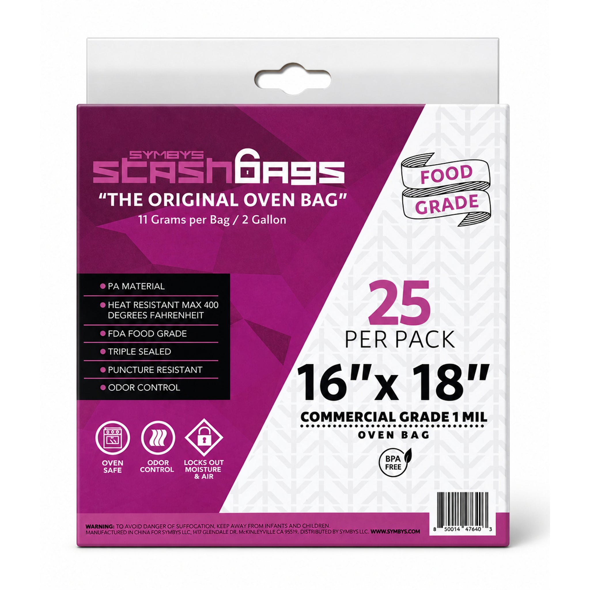 SYMBYS StashBags PA nylon oven bag 16 in x 18 in 25 pack