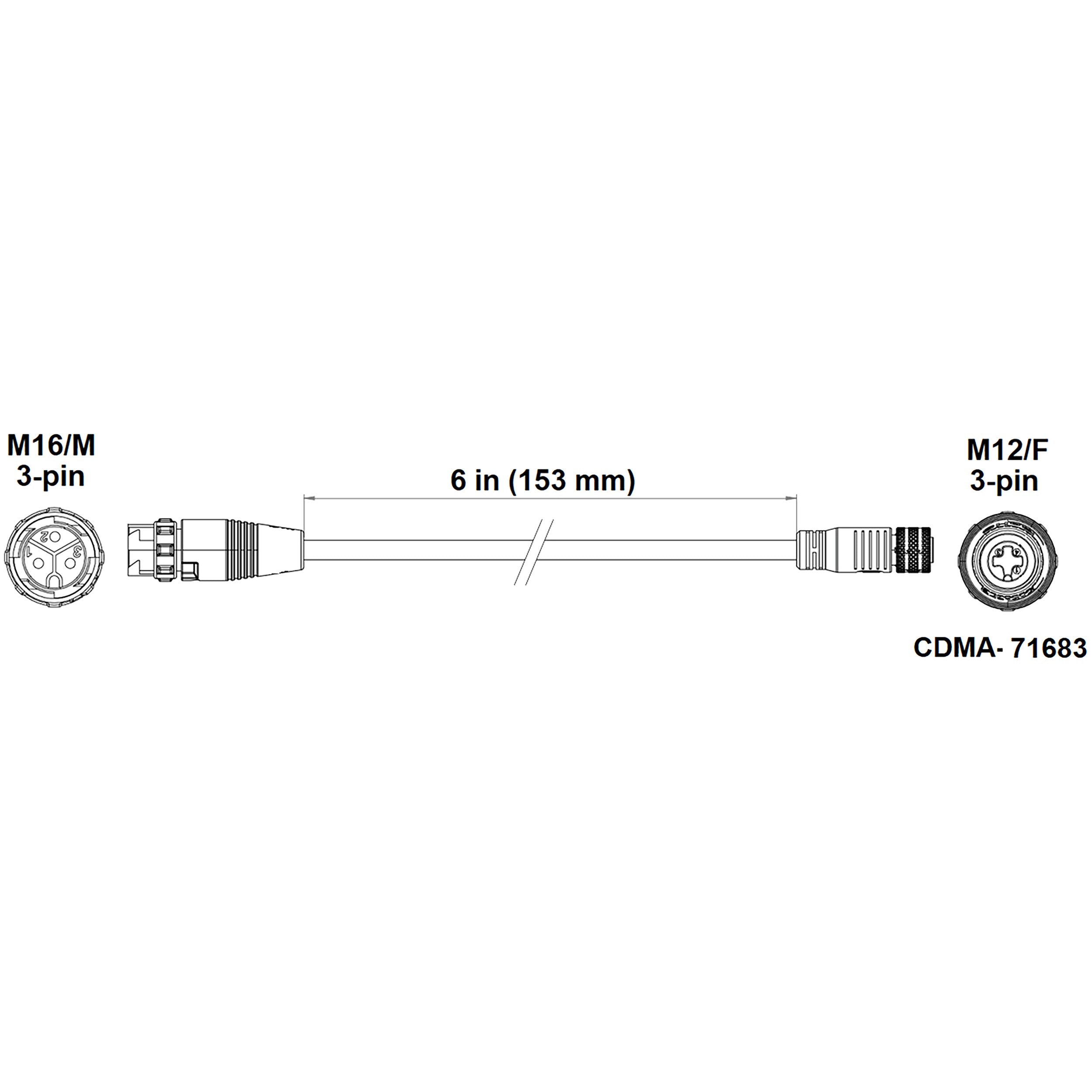 Fluence PSU2 DC Dimming Adapter M16 Push Lock to M12 (MFG 912401701735)