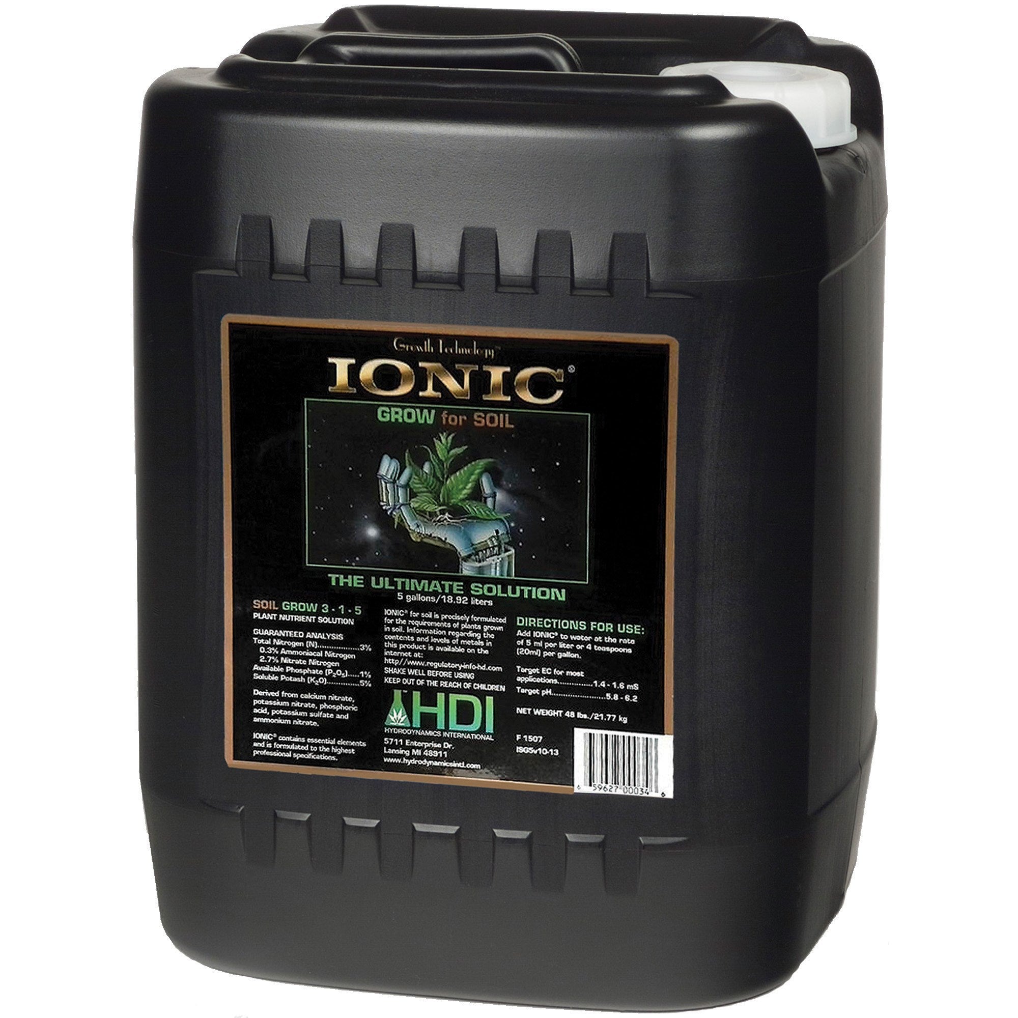 HDI 640oz Ionic Soil Grow 5 Gallon