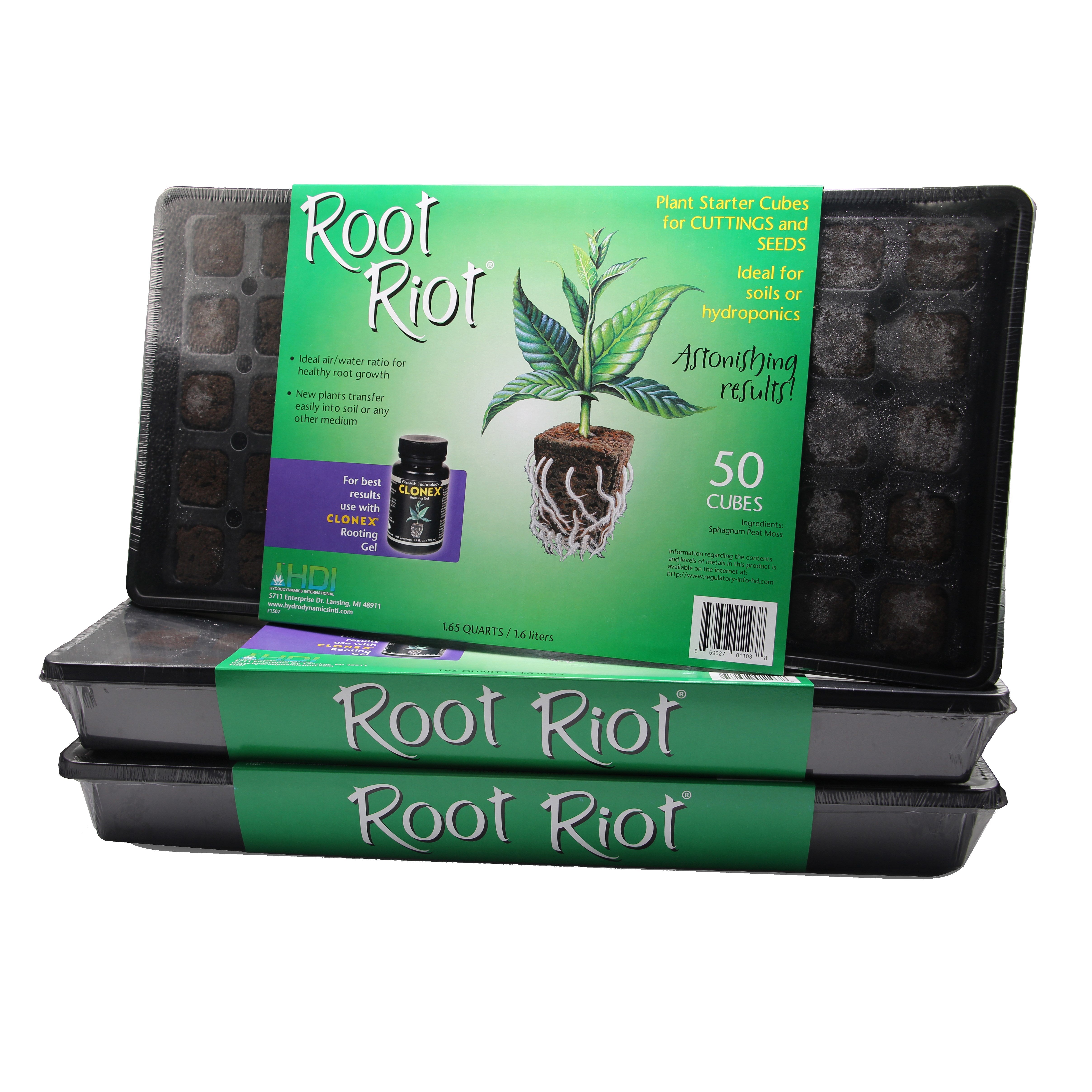 Root Riot Starter Cube Tray of 50 by Hydrodynamics