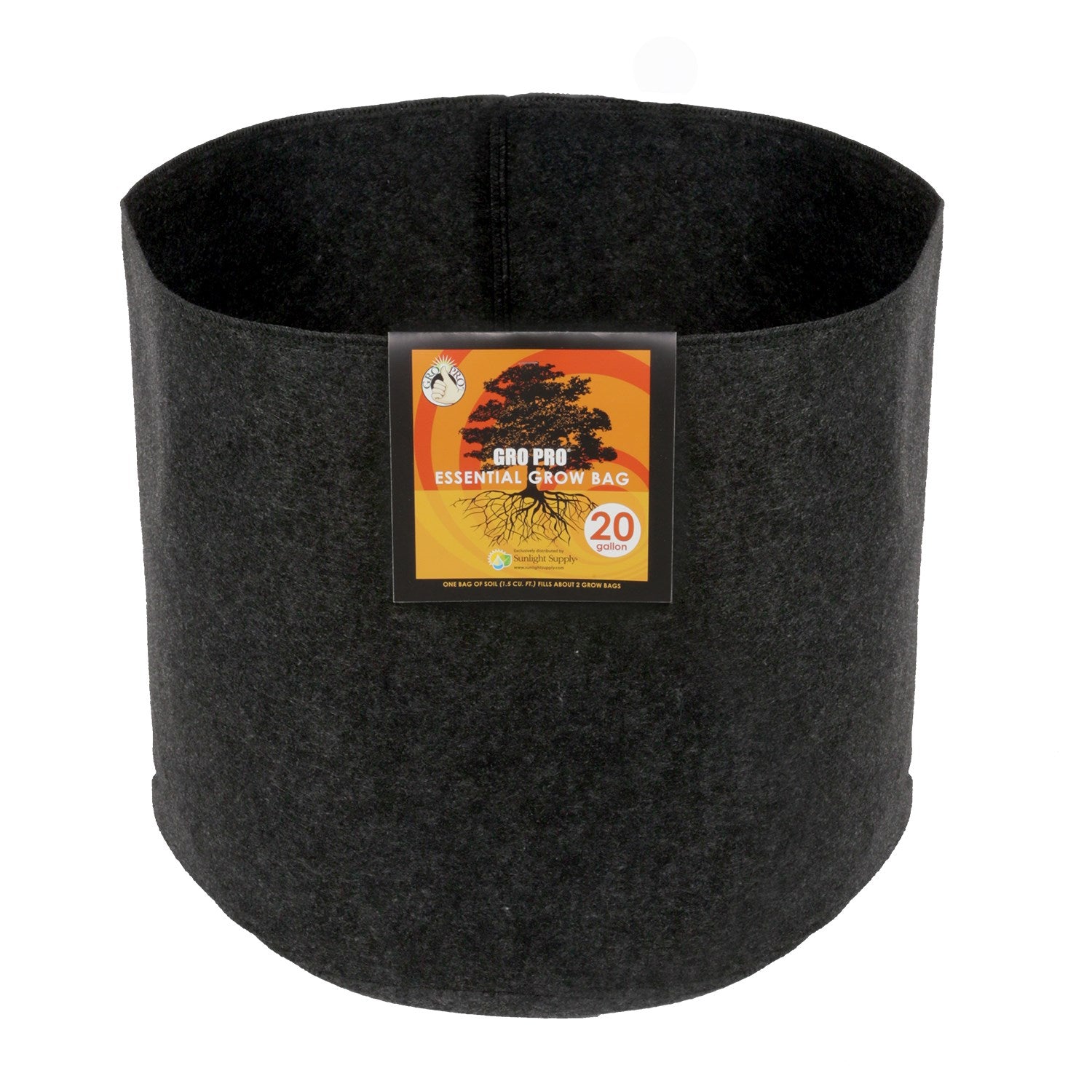 Gro Pro 20gal Essential Grow Bag Round Fabric Pot Black (42/CS)