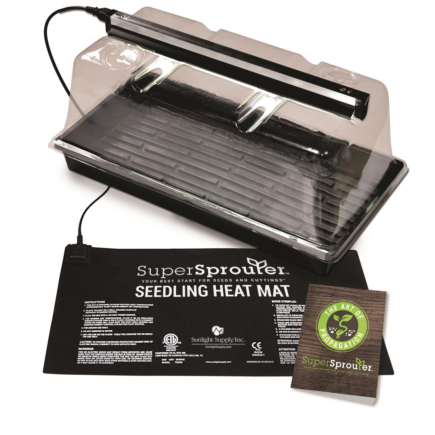 Super Sprouter - Premium Heated Propagation Kit with 7 in Dome & T5 Light