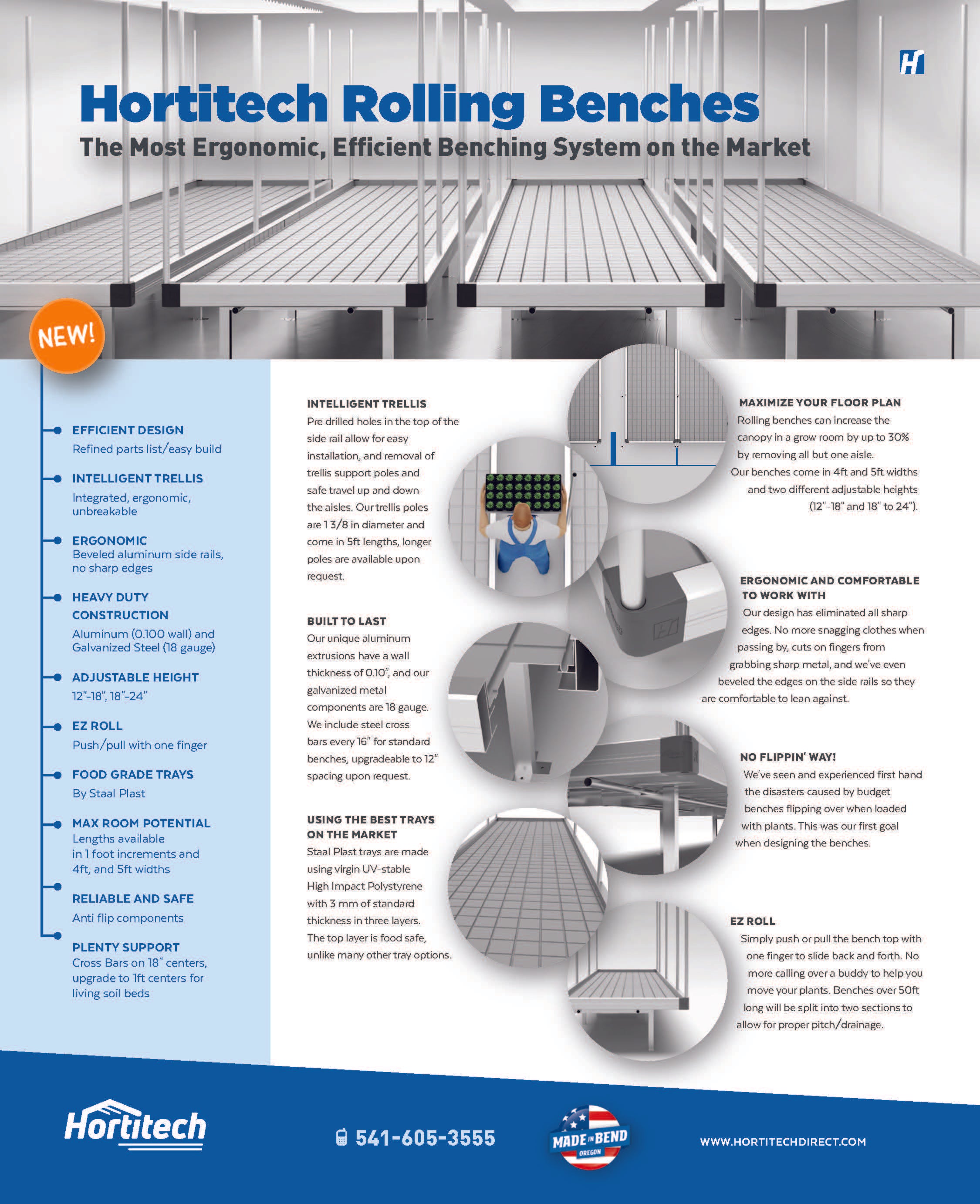 Hortitech Direct Rolling Benches (CUSTOM PRICED AFTER ORDER)