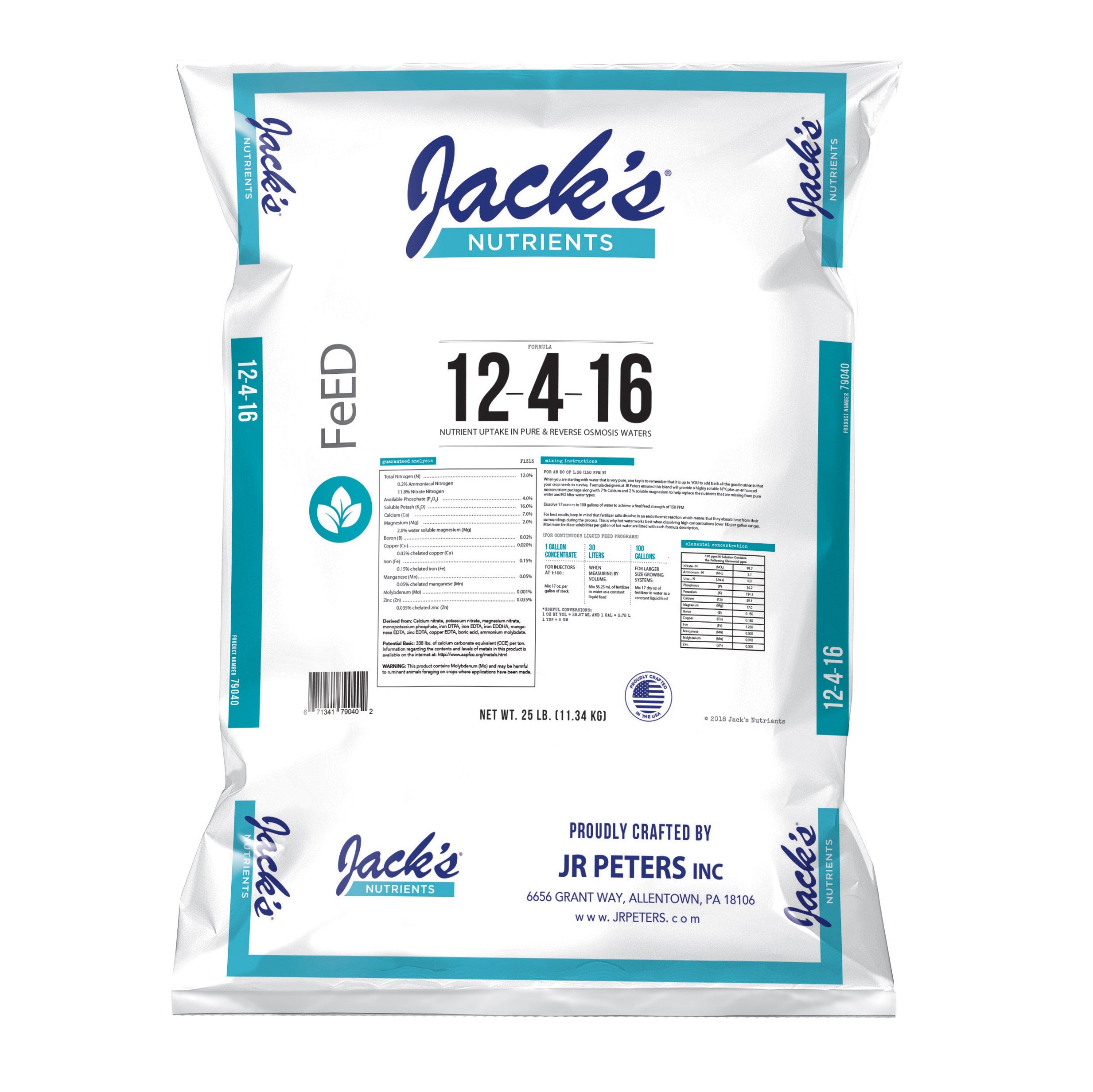 Jacks 12-4-16 RO Pure Water 25Lb (80/Pl)