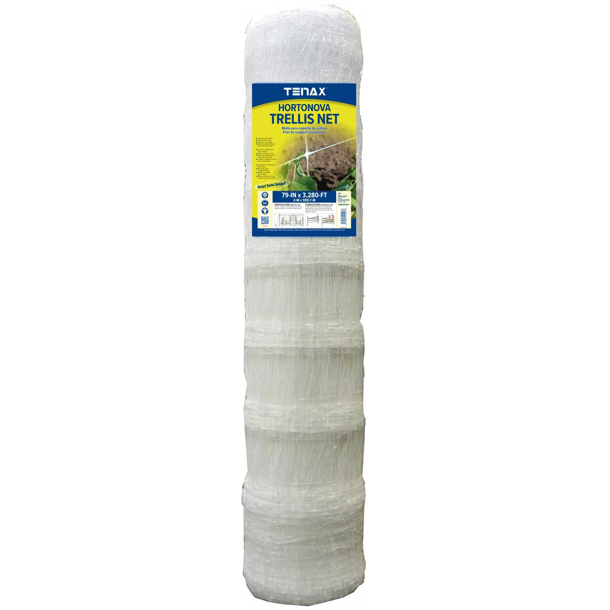 Tenax 79"x3280' Plant Trellis Net Hortonova 5.9"x6.7" Mesh