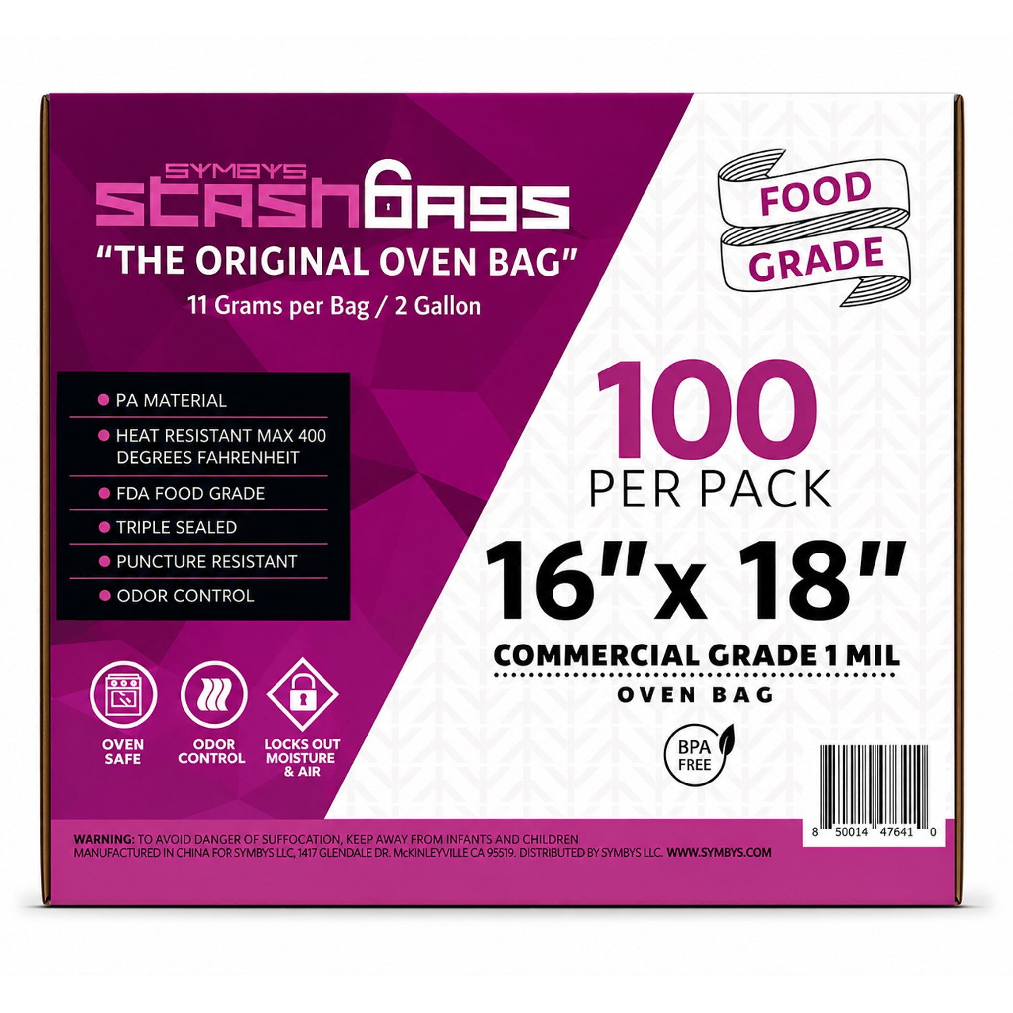 SYMBYS StashBags PA nylon oven bag 16 in x 18 in 100 pack