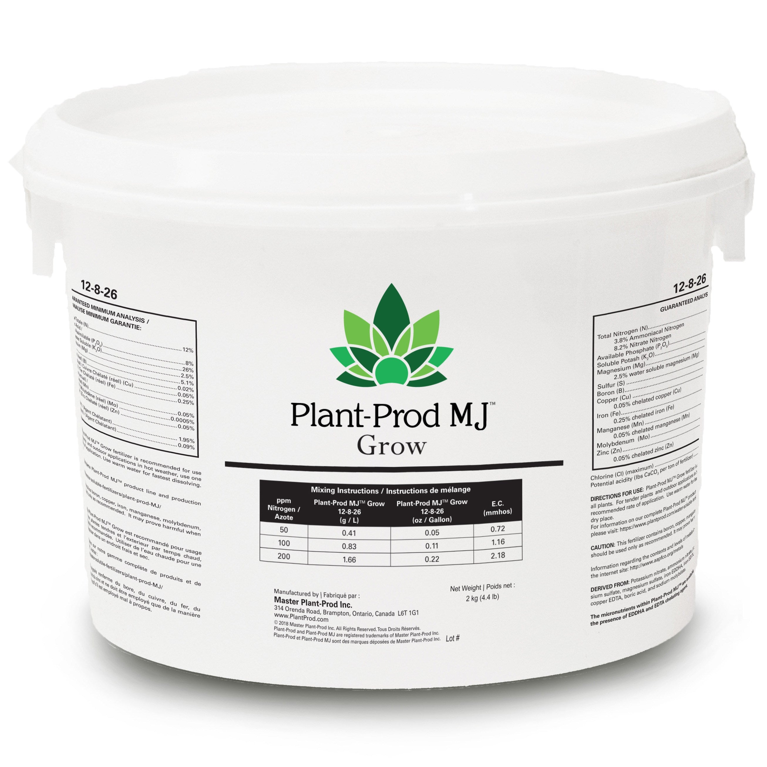 Plant-Prod MJ Grow 12-8-26 - Sold by the Case of 6 x 2Kg