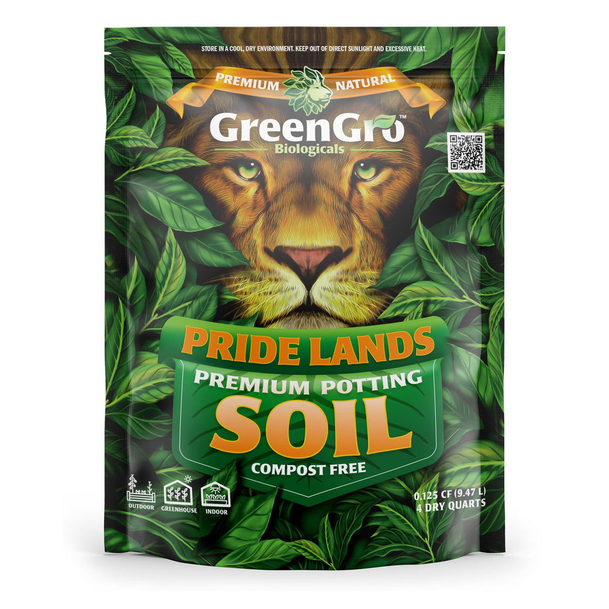GreenGro Pride Lands Premium Potting Soil 4 qt bag, front of package