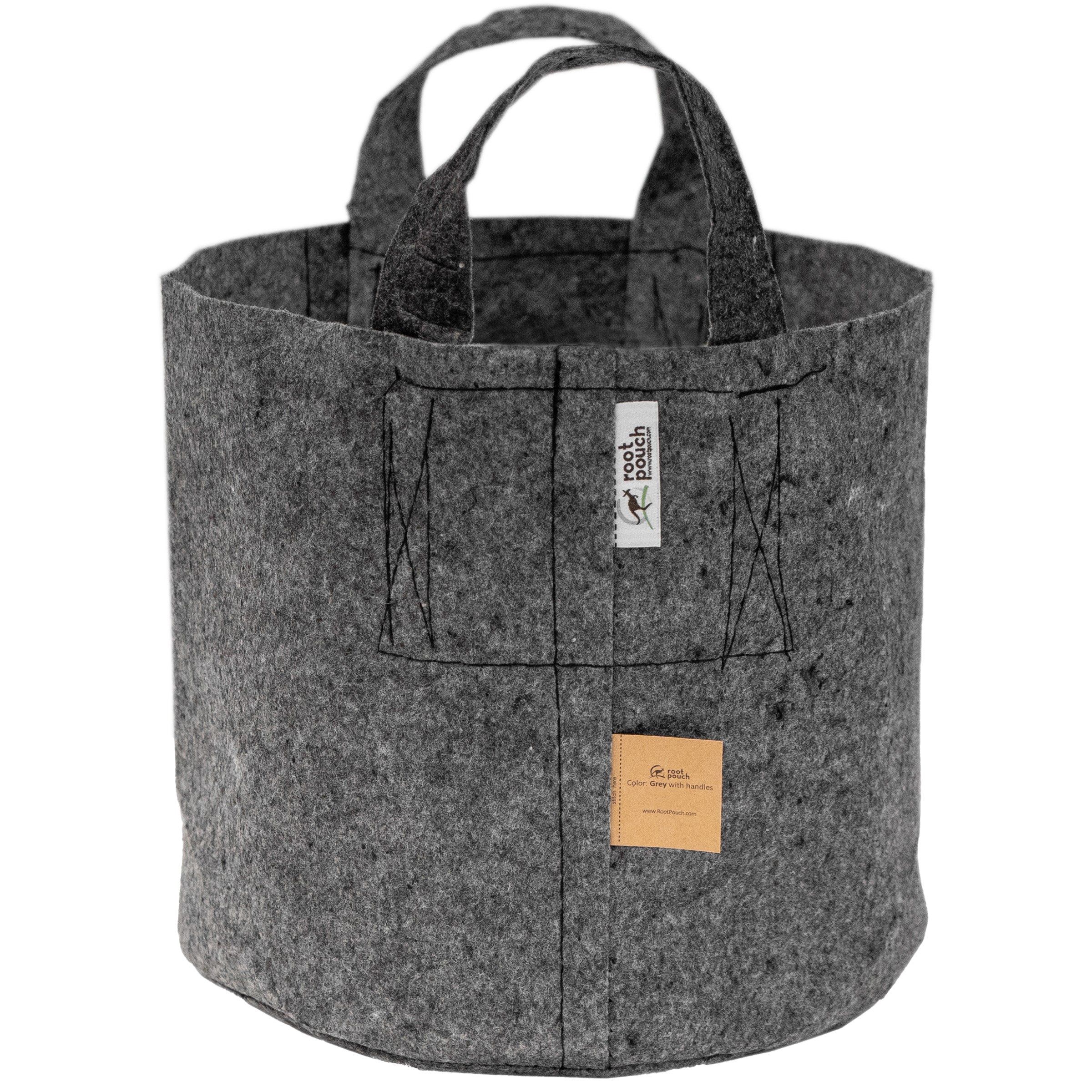 Root Pouch #10 w/ Handle Grey Natural Blend 10gal Fabric Pot
