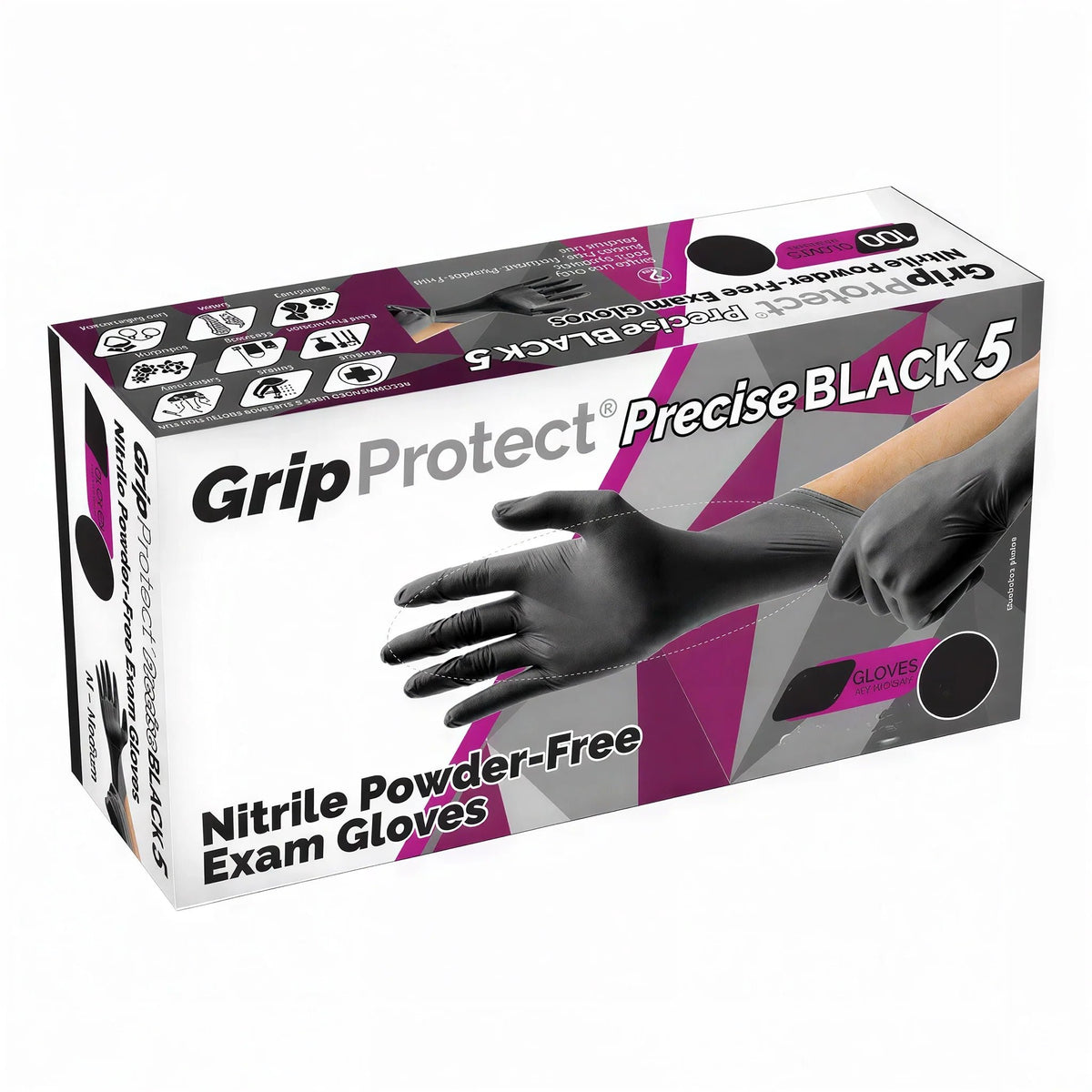BMC Protect GripProtect Precise Black 5 mil nitrile exam gloves, box of 100