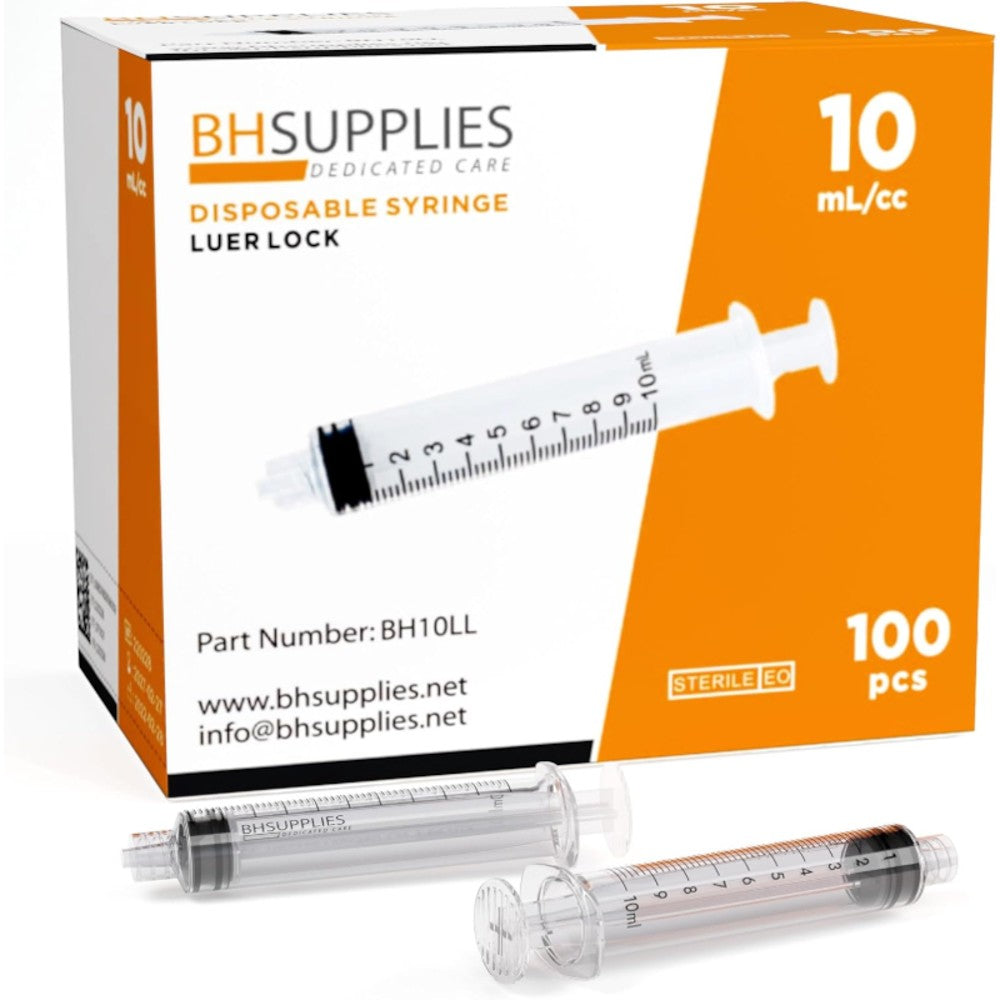 BH Supplies 10mL Luer Lock Tip Syringes (No Needle / Sterile / Individually Wrapped) – General Lab Supplies
