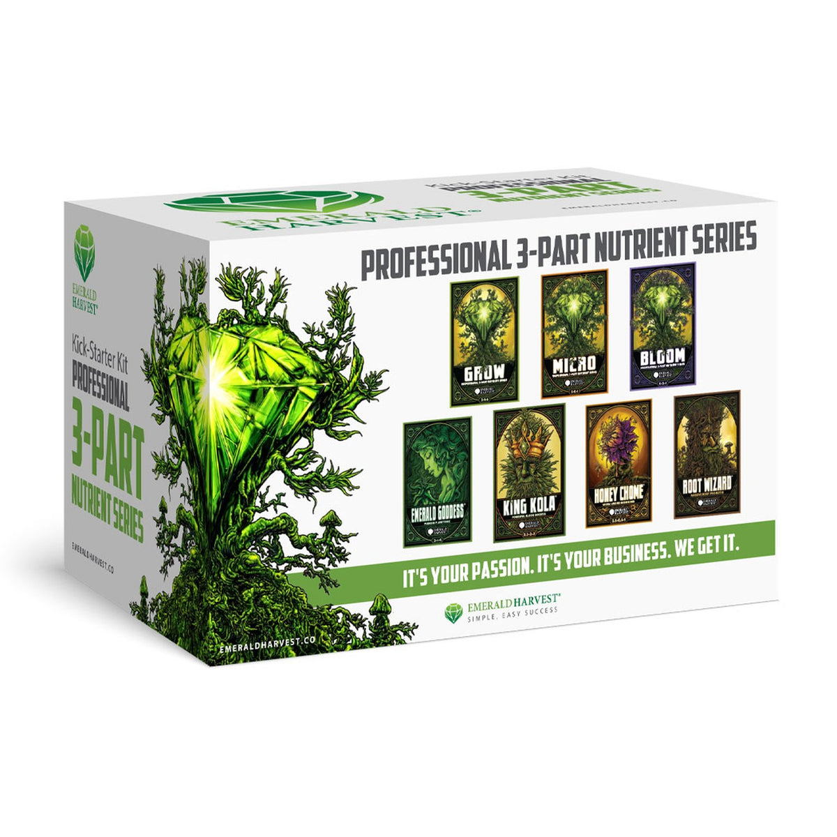 Emerald Harvest Kick-Starter Kit, 3-part base nutrient series box