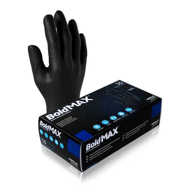 Gloves BoldMAX Nitrile 6 mil Black 100/box - Black Label Supply llc