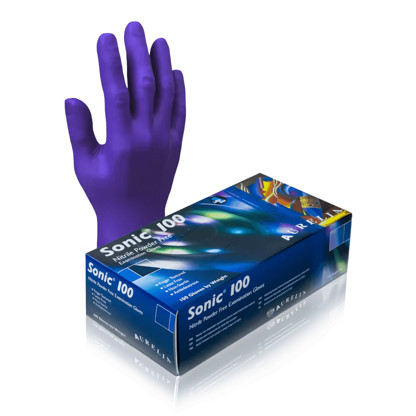 Gloves, Sonic100™, Nitrile, 2.2 mil, Blue, 100/box - Black Label Supply llc