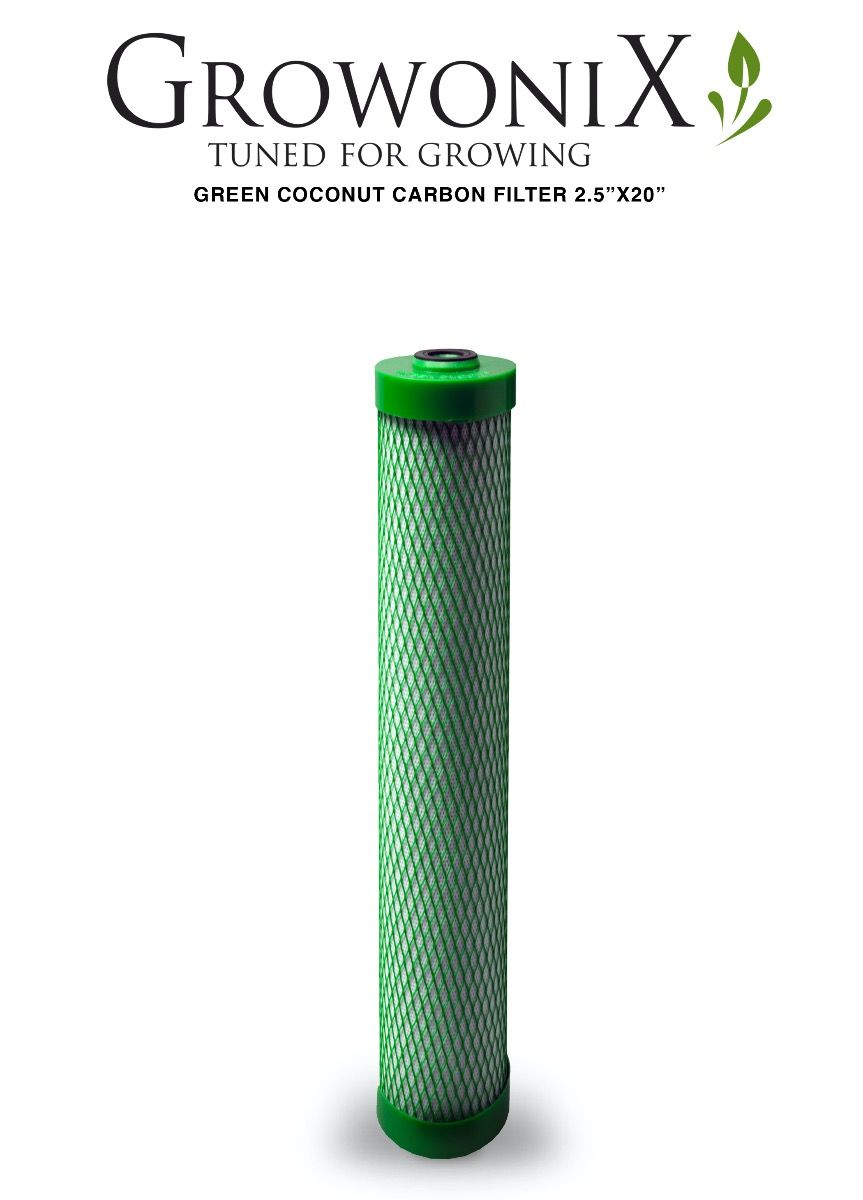 GrowoniX CF-2520-GB Green Coconut Replacement Carbon Filter 2.5 in x 20 in - Water Filter - Replacement Filters / Membranes