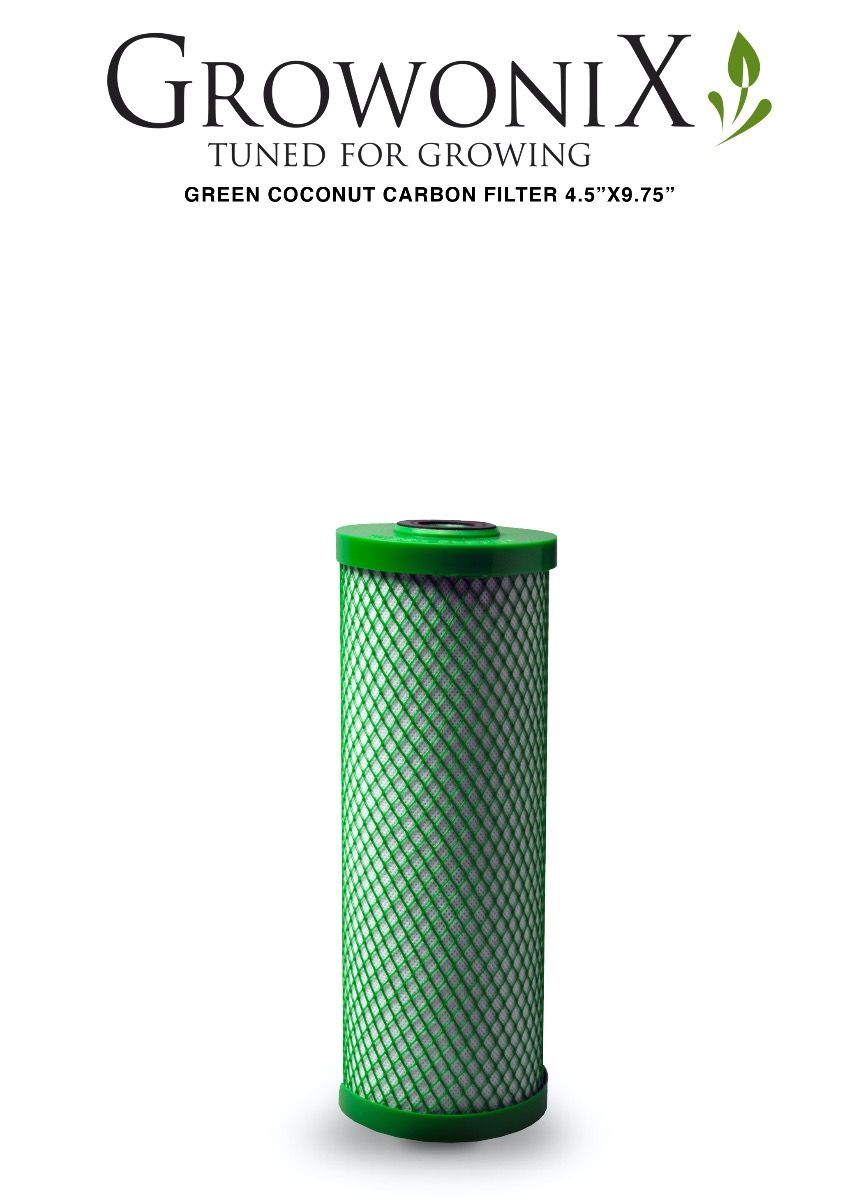 GrowoniX CF-4510-GB Green Coconut Replacement Carbon Filter 4.5 in x 9.75 in - Water Filter - Replacement Filters