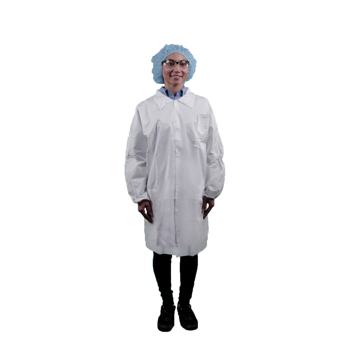 Keystone Safety Keyguard microporous lab coat with 3 pockets, white