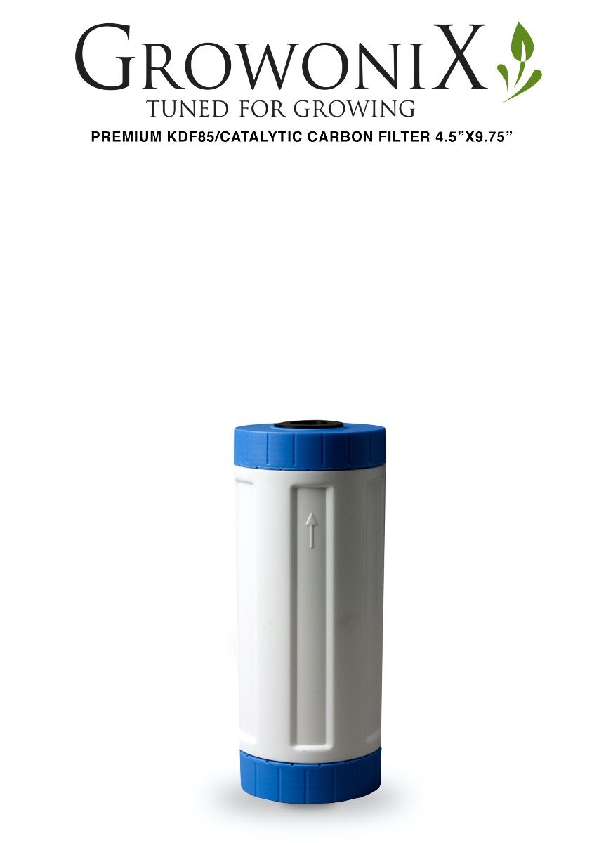 GrowoniX CF-4510-KDF Premium KDF85/Replacement Catalytic Carbon Filter 4.5 in x 9.75 in - Water Filter - Replacement Filters