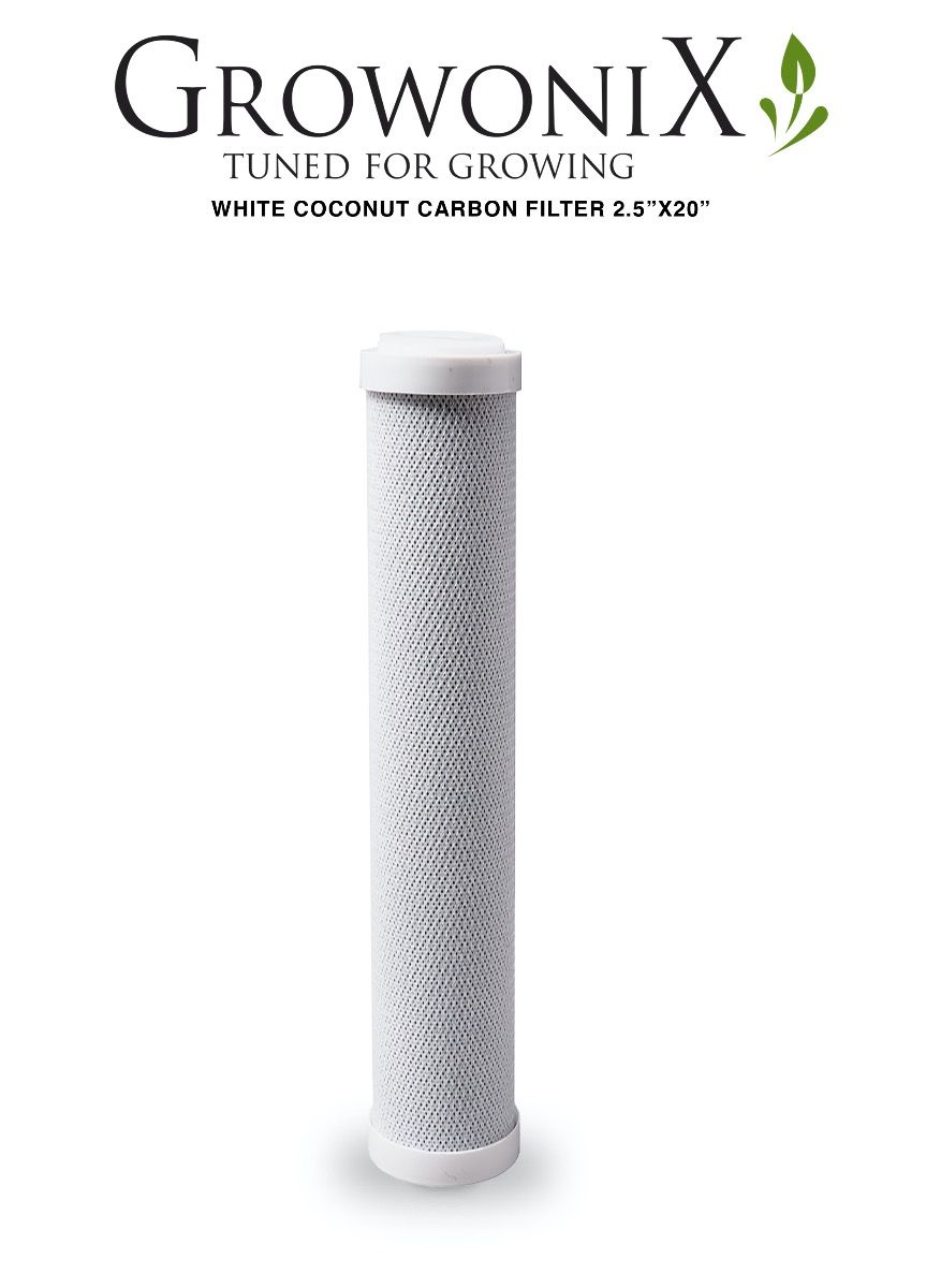 GrowoniX CF-2520-CC White Coconut Replacement Carbon Filter 2.5 in x 20 in - Water Filter - Replacement Filters / Membranes