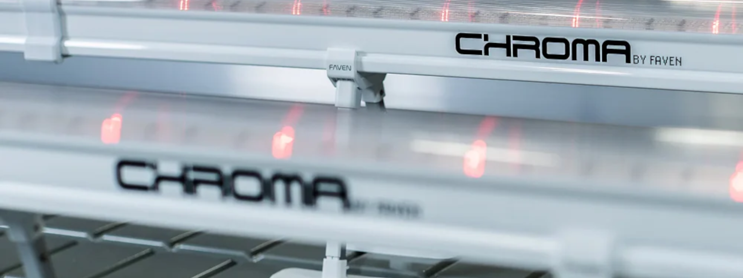 Faven Chroma under-canopy light with independent far red channel mounted in a commercial cultivation environment