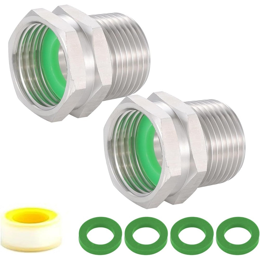 304 Stainless Steel Garden Hose Drinking - safe Adapter 2 PCS - Black Label Supply llc