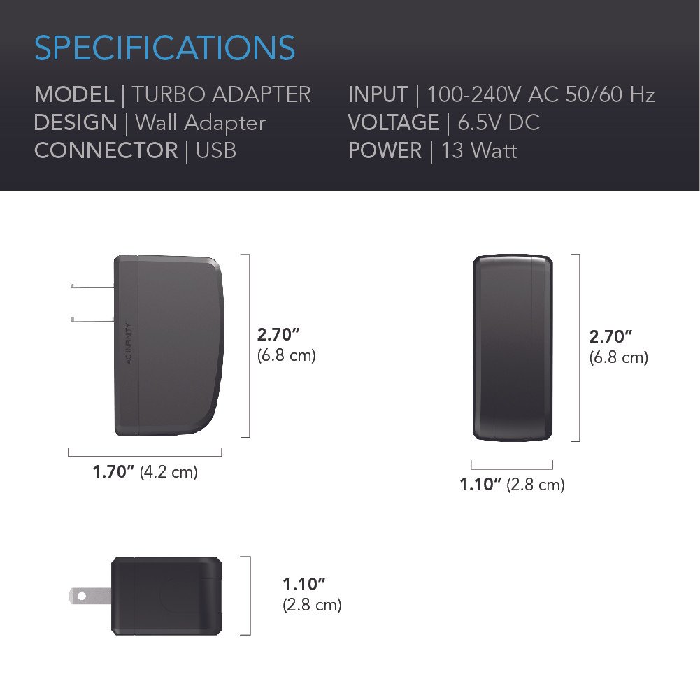 AC Infinity Turbo Fan Power Adapter - detail 3