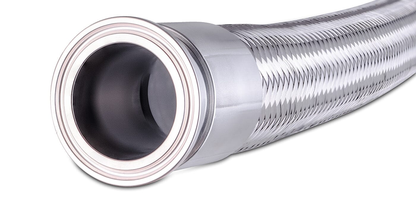 1.5" Tri - Clamp Stainless Steel Braided Hose with Convoluted PTFE Liner - Black Label Supply llc