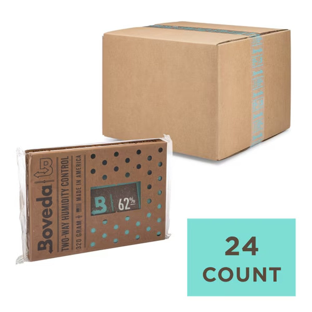 Boveda Size 320 Bulk Mastercase - (Ind. Wrapped) (Sold by Case) – Individually Overwrapped 62% - 320g (24/Case) – Humidity Control