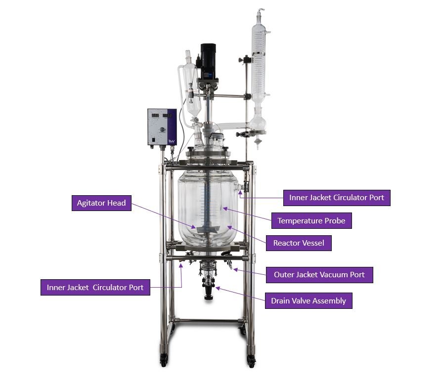 20L BVV™ Double Jacketed Glass Reactor - Black Label Supply llc