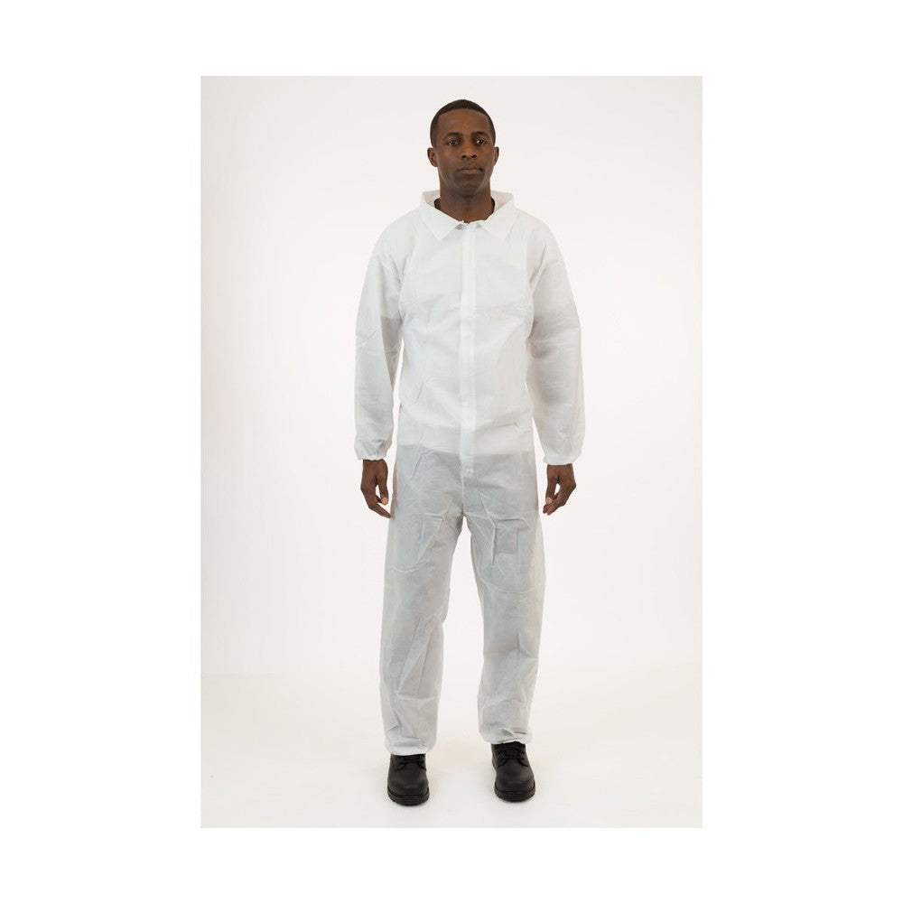 International Enviroguard White SMS Coverall with Elastic Wrist & Ankle - Black Label Supply llc