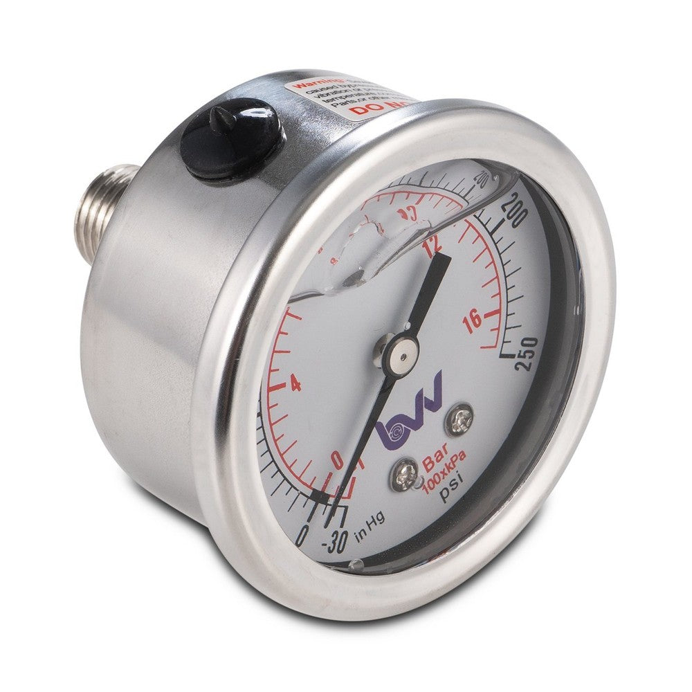 Glycerin Filled Compound Gauge with 1/4" NPT Back Mount - ( - 30) - 0 - 250 PSI. - Black Label Supply llc